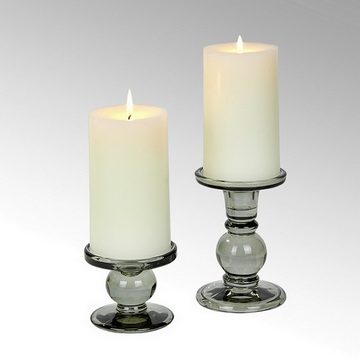 Lambert Kerzenständer Andratx Kerzenhalter Glas grau hoch