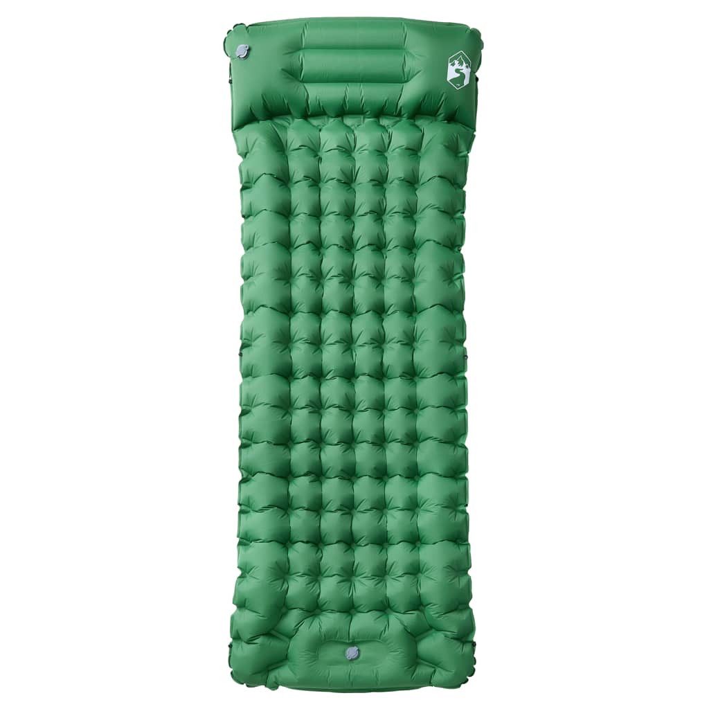 vidaXL Luftbett Isomatte mit Integriertem Kissen Selbstaufblasend Grün