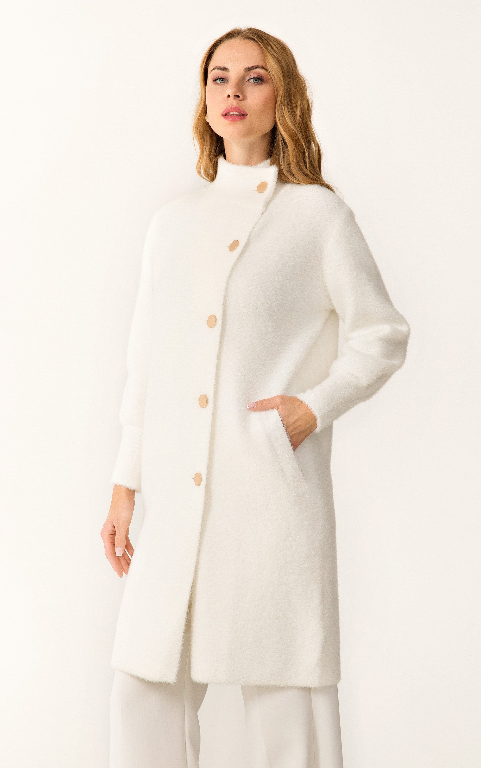 Passioni Longstrickjacke cremefarbene, flauschige Jacke mit günstig online kaufen