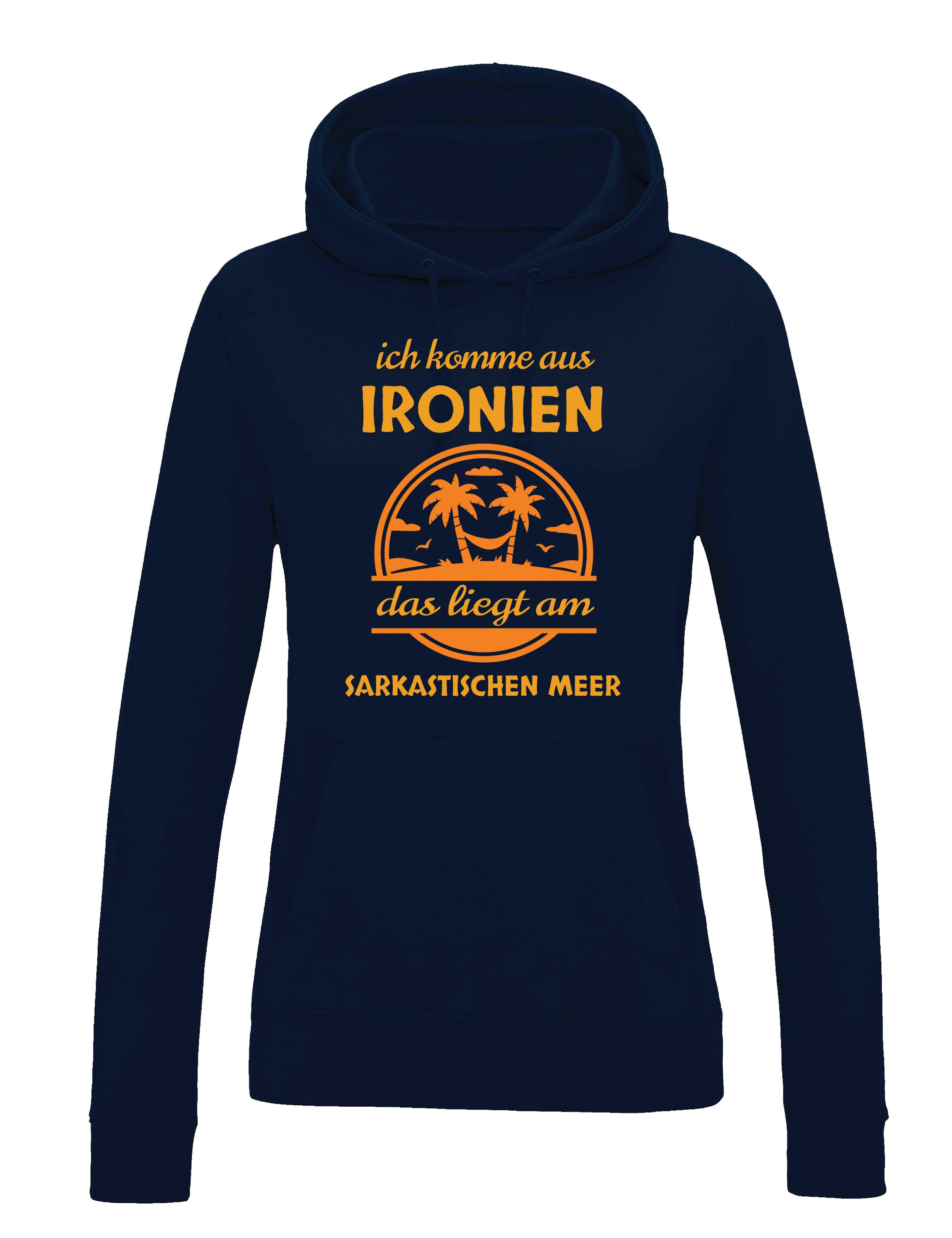 Youth Designz Kapuzenpullover "Ironien" Damen Hoodie Pullover witziger Spruch Geschenk Statement mit lustigen Frontprint für Frauen