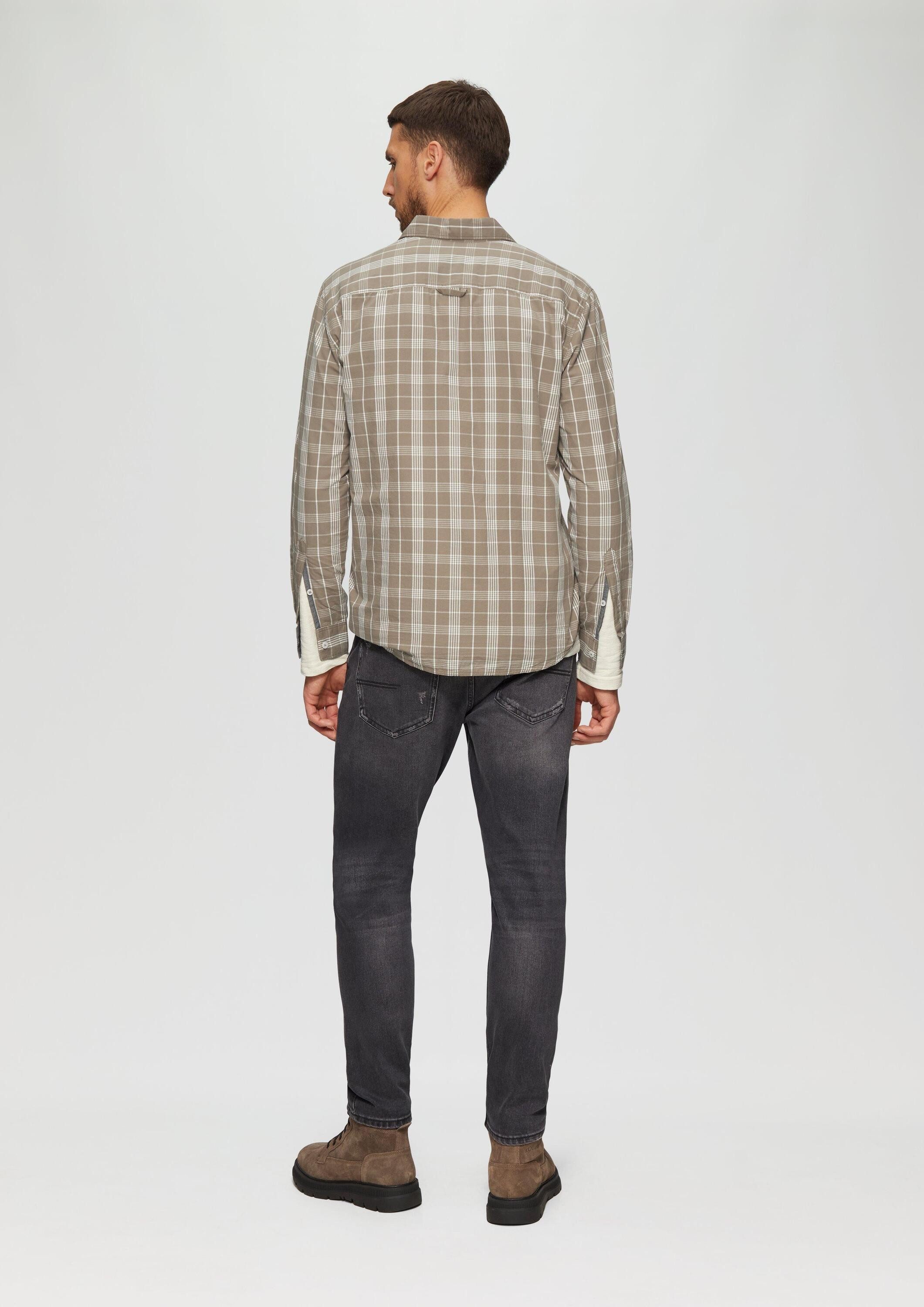 s.Oliver Langarmhemd Hemd Regular Fit: Kariertes Hemd mit Label-Patch