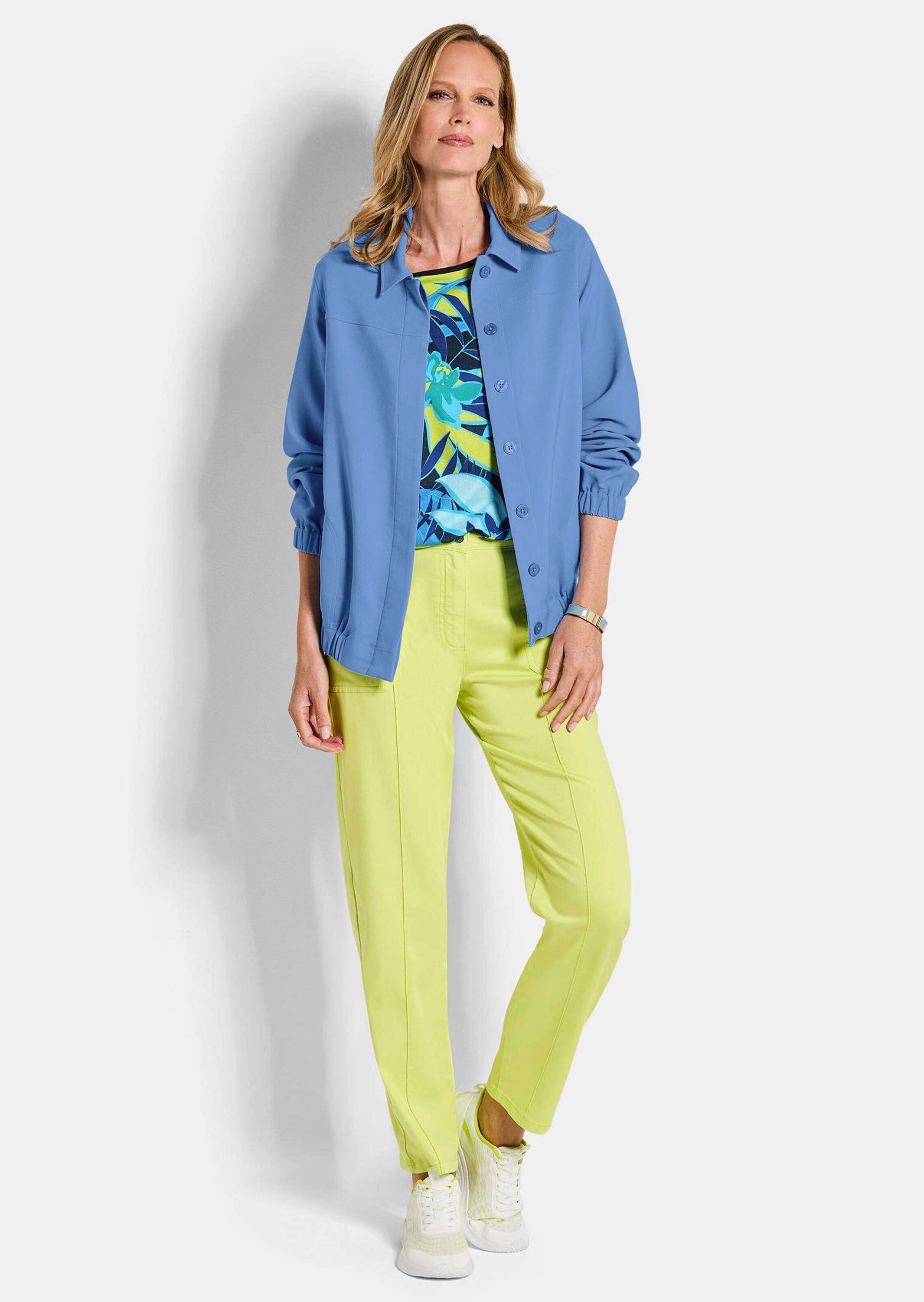 GOLDNER Outdoorjacke Sommerjacke mit Hemdkragen Freizeitjacke mit Knopfleiste, Gummibündchen, Taschen und Langarm
