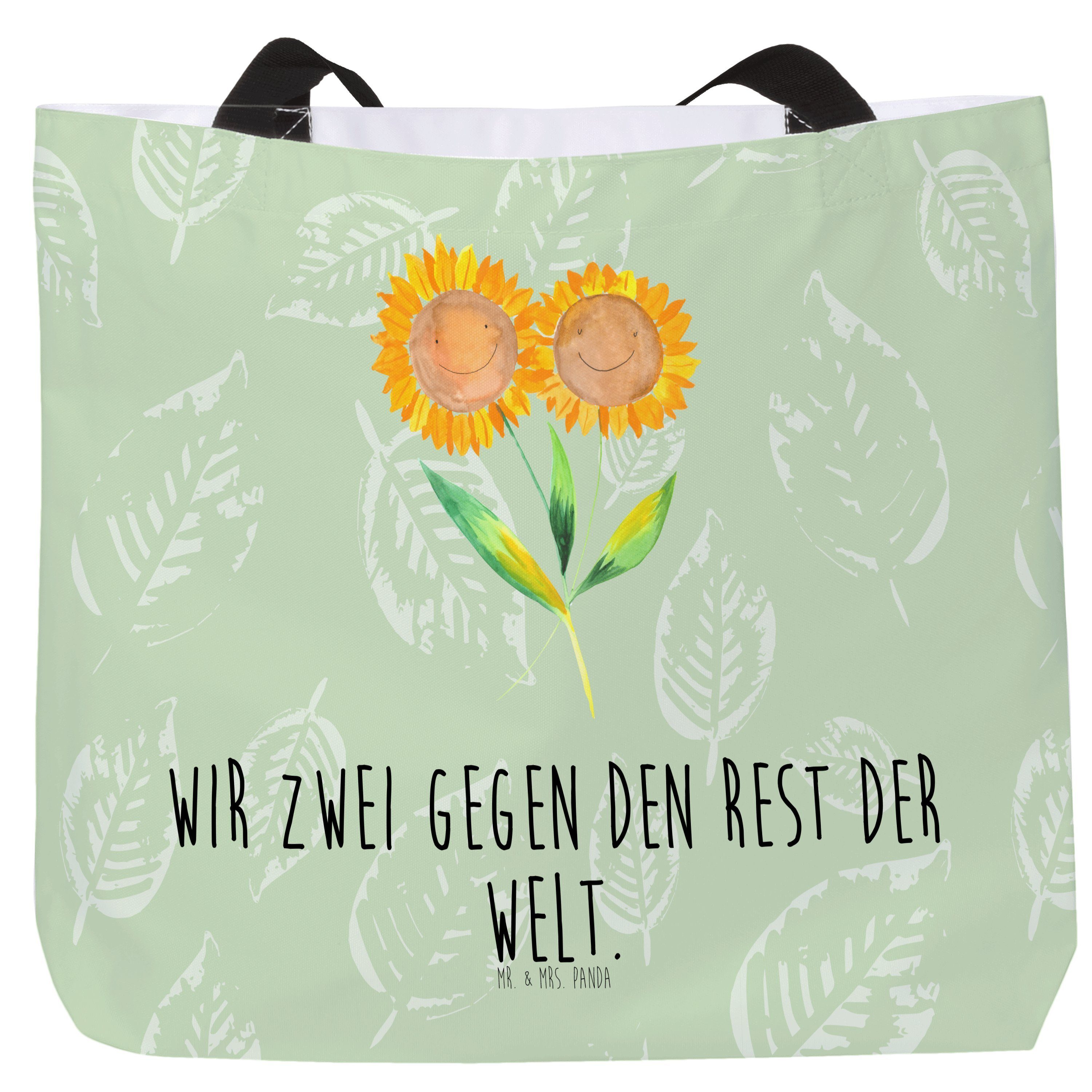 Mr. & Mrs. Panda Shopper Sonnenblume - Blattgrün - Geschenk, Tragebeutel, Sommer Deko, beste F (1-tlg)