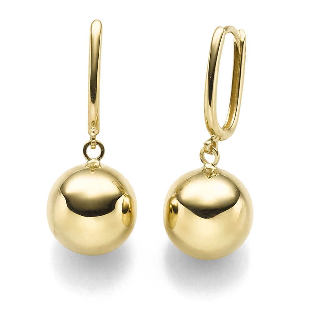 Paar Creolen Paar Ohrhänger Kugel aus 585 Gelbgold 28.5x11mm