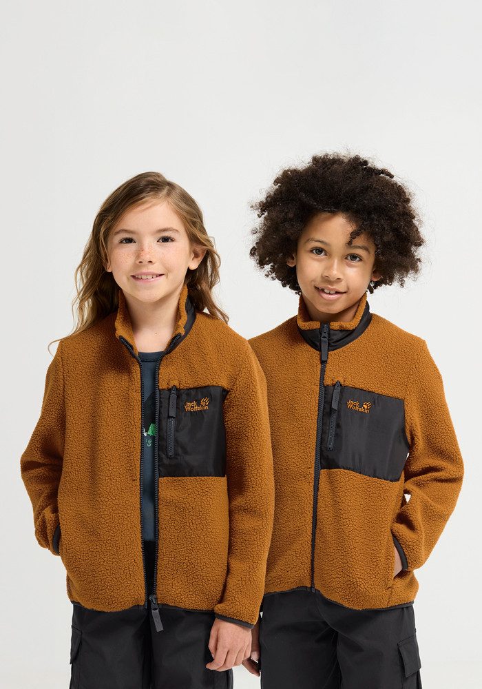 Jack Wolfskin Fleecejacke LITE CURL FZ K mit aufgesetzter Brusttasche mit Zipper, atmungsaktiv, wasserabweisend