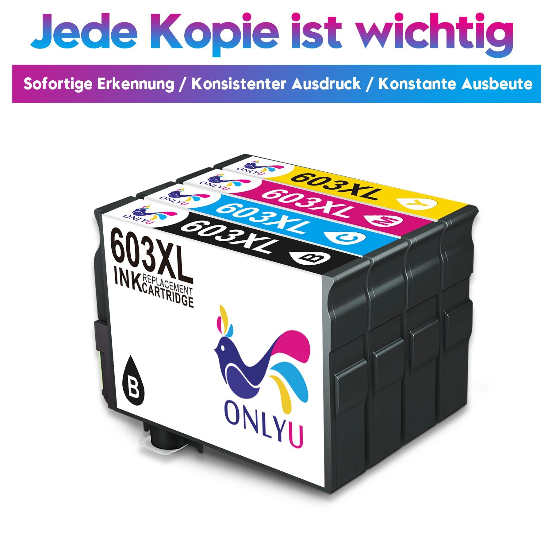 ONLYU ersetzt für EPSON 3x Magenta, Tintenpatrone Schwarz, 603XL WF-2830 multipack Cyan, 3x 6x XP-2105 3x Gelb(15er-pack) XP-2100 603