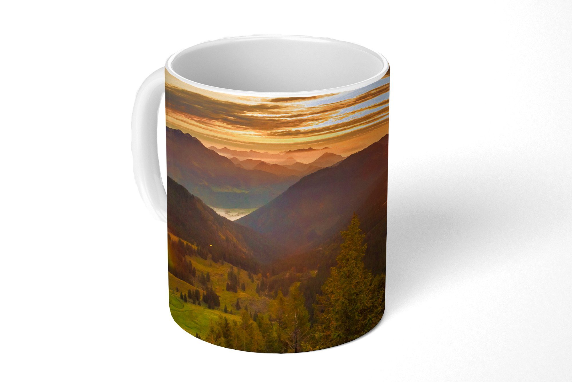 MuchoWow Tasse Alpen - Berg - Sonne, Keramik, Kaffeetassen, Teetasse, Becher, Teetasse, Geschenk