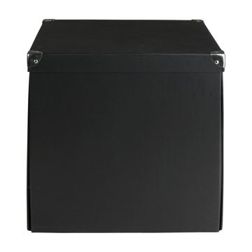 Zeller Present Aufbewahrungsbox QUAD, Schwarz, Pappe, Metallgriff in silbergrau, (1 St), mit Deckel, B 33 x H 33 x T 32 cm