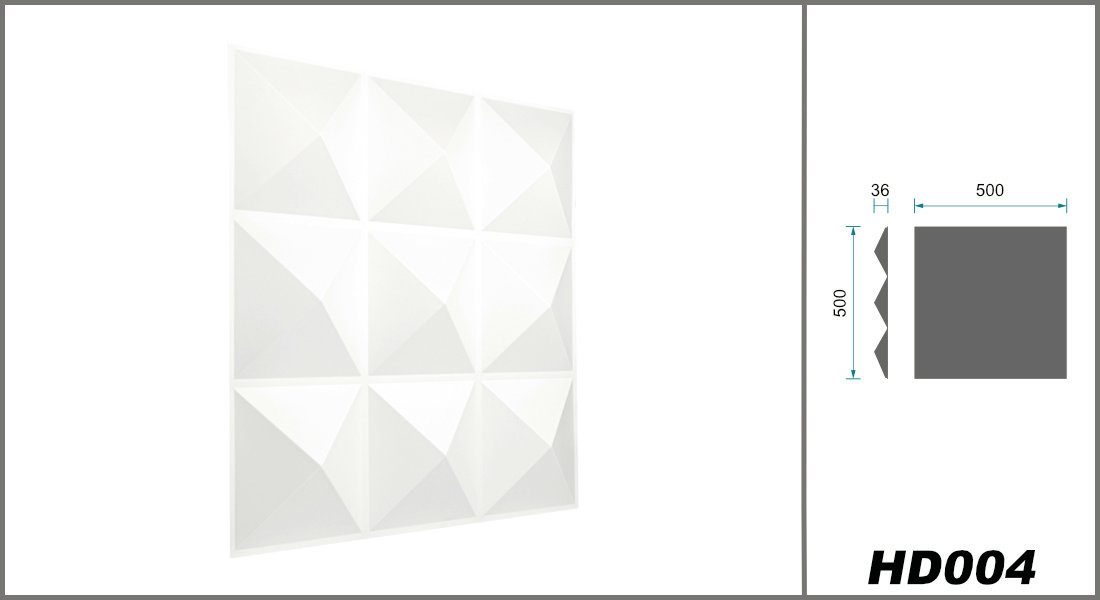 Wanddekoobjekt - Optik Wandverkleidung) Pyramiden Kunststoff 1 Platte) (PVC Wandverkleidung Motive weiße Pyramide mit - HD004 Hexim qm 3D (0.25