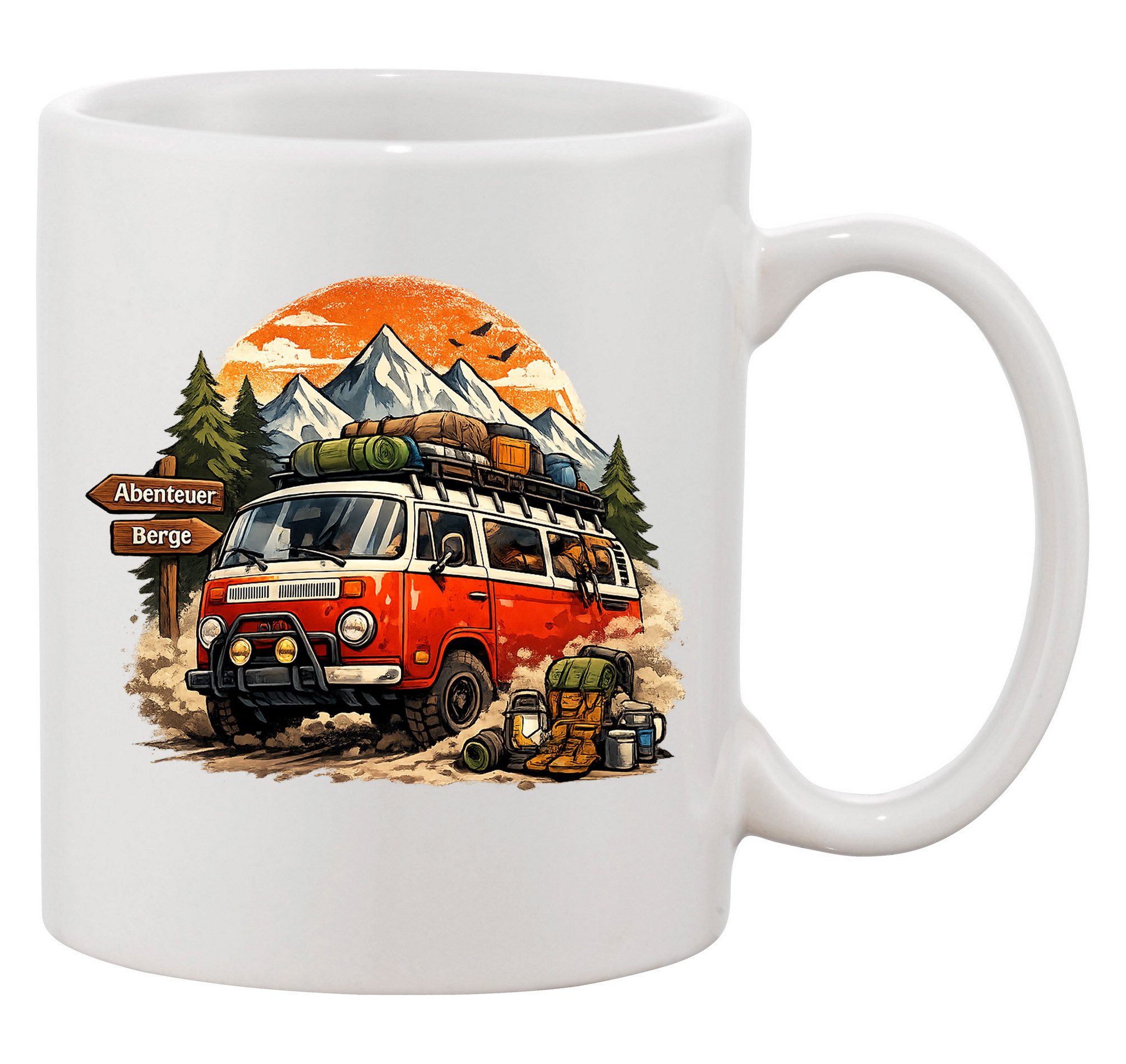 Blondie & Brownie Tasse Vanlife Camper Tasse Berge Abenteuer Keramikbecher Outdoor Reise Motiv, 1-tlg., keramik, AlpenVanlife Abenteuer Tasse Keramik