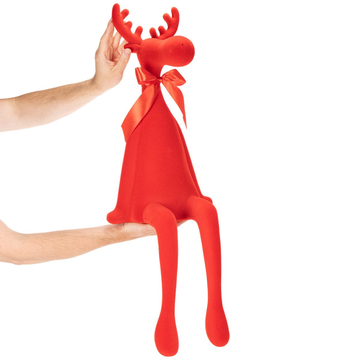 Florists Products Weihnachtsmann Dekofigur Elch Kantenhocker mit Schleife Wohnzimmerdekoration