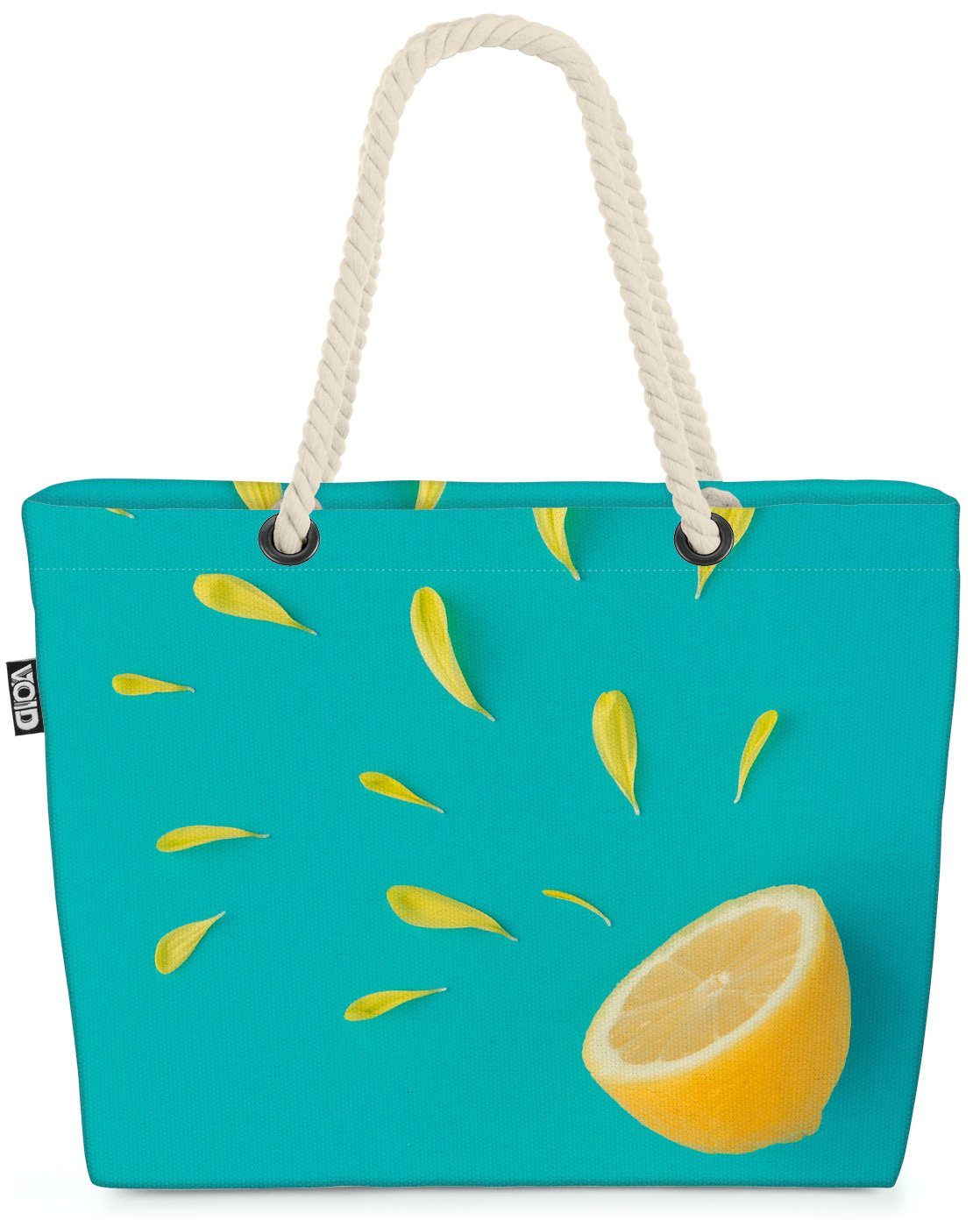 VOID Strandtasche (1-tlg), Sommer Zitrone Beach Bag Früchte Frucht Essen Kochen Küche Obst Gesund Sauer