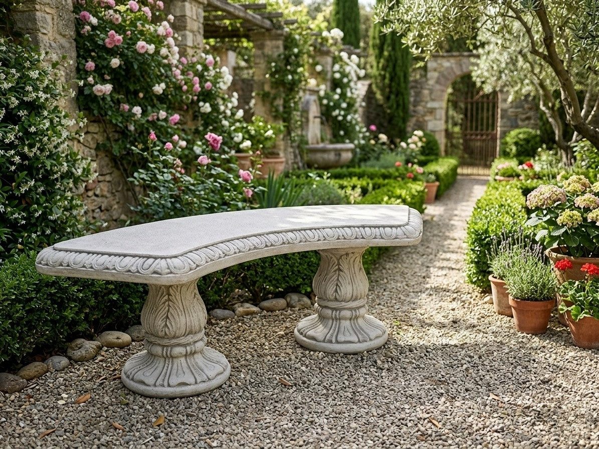 Xlmoebel Gartenbank Beton Gartenbank Zeitlose Handwerkskunst Terrasse und Garten Sofort (1-St), Hergestellt in Europa