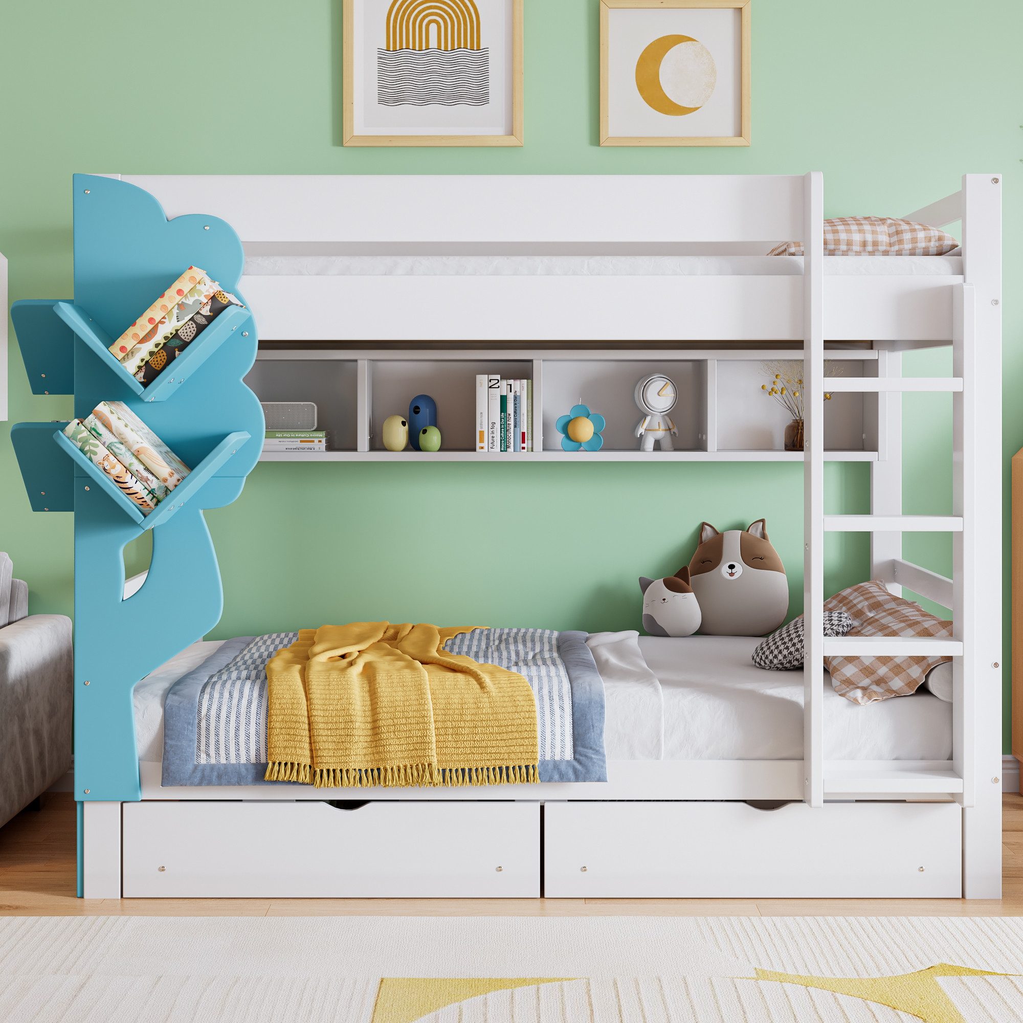 HAUSS SPOLE Kinderbett 90x200cm mit Bücherregal, günstig online kaufen