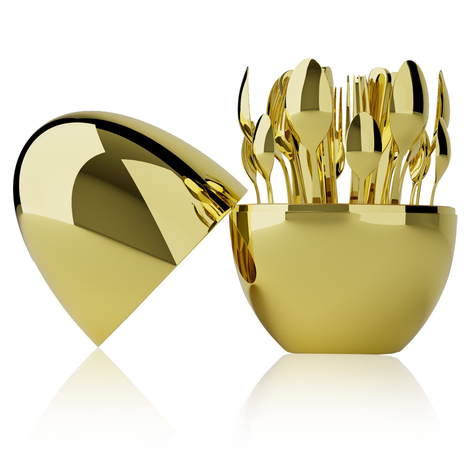 GLIESE Besteck-Set Hochwertiges Edelstahl-Besteck-Set 24-teilig, (25-tlg), 6 Personen, Edelstahl, mit eiförmiger Aufbewahrungsbox