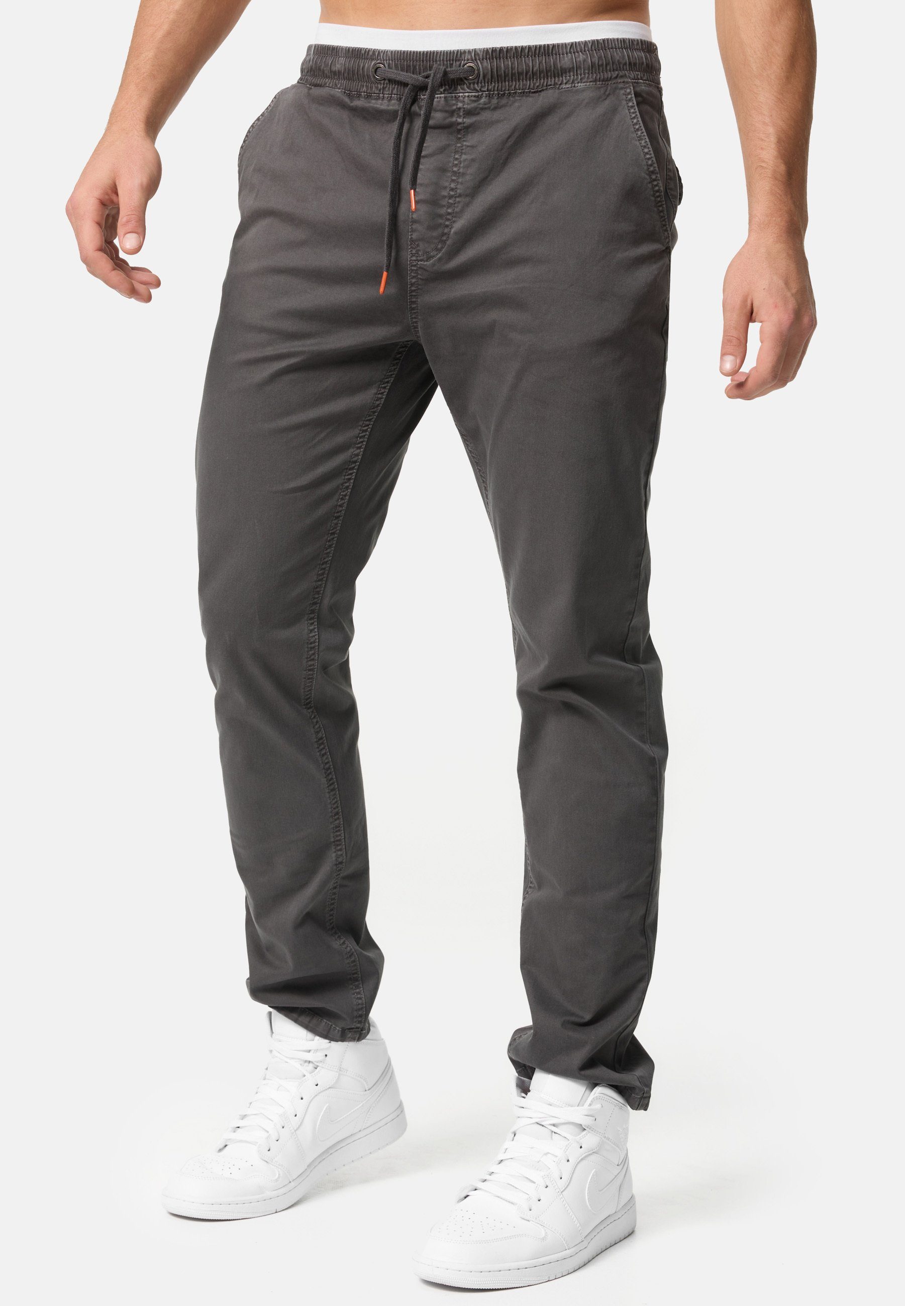 Indicode Chinohose Herren Osborne Chino Hose Herrenhose mit elastischem Bund und Kordelzug