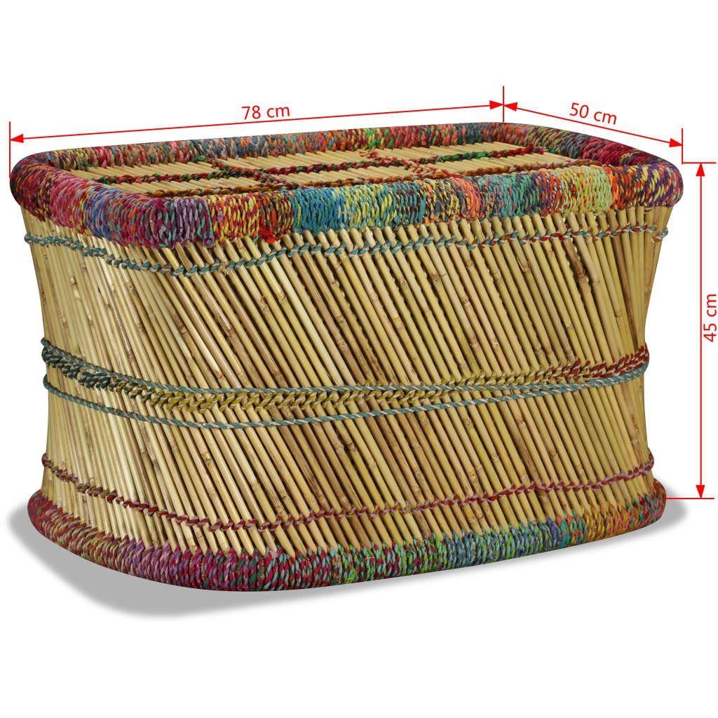 Couchtisch Couchtisch vidaXL Bambus | Mehrfarbig Chindi-Details mit (1-St) Mehrfarbig Mehrfarbig