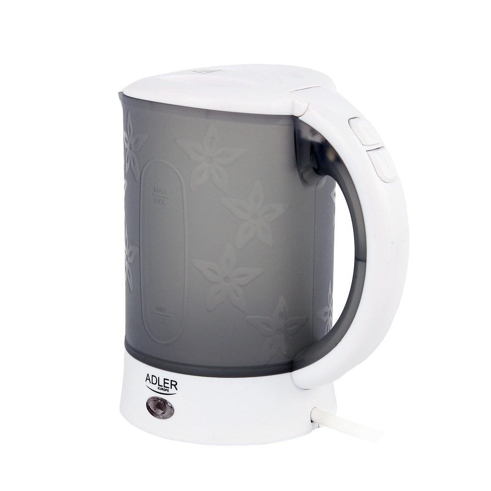 ADLER EUROPE Reise-Wasserkocher AD 1268 Mini-Wasserkocher, kleiner Kunststoff Reisewasserkocher, 0,6 l, 900 W, Büro, Camping, Hotel & Singleküche, Blumenmuster  – Bild 4 von 5
