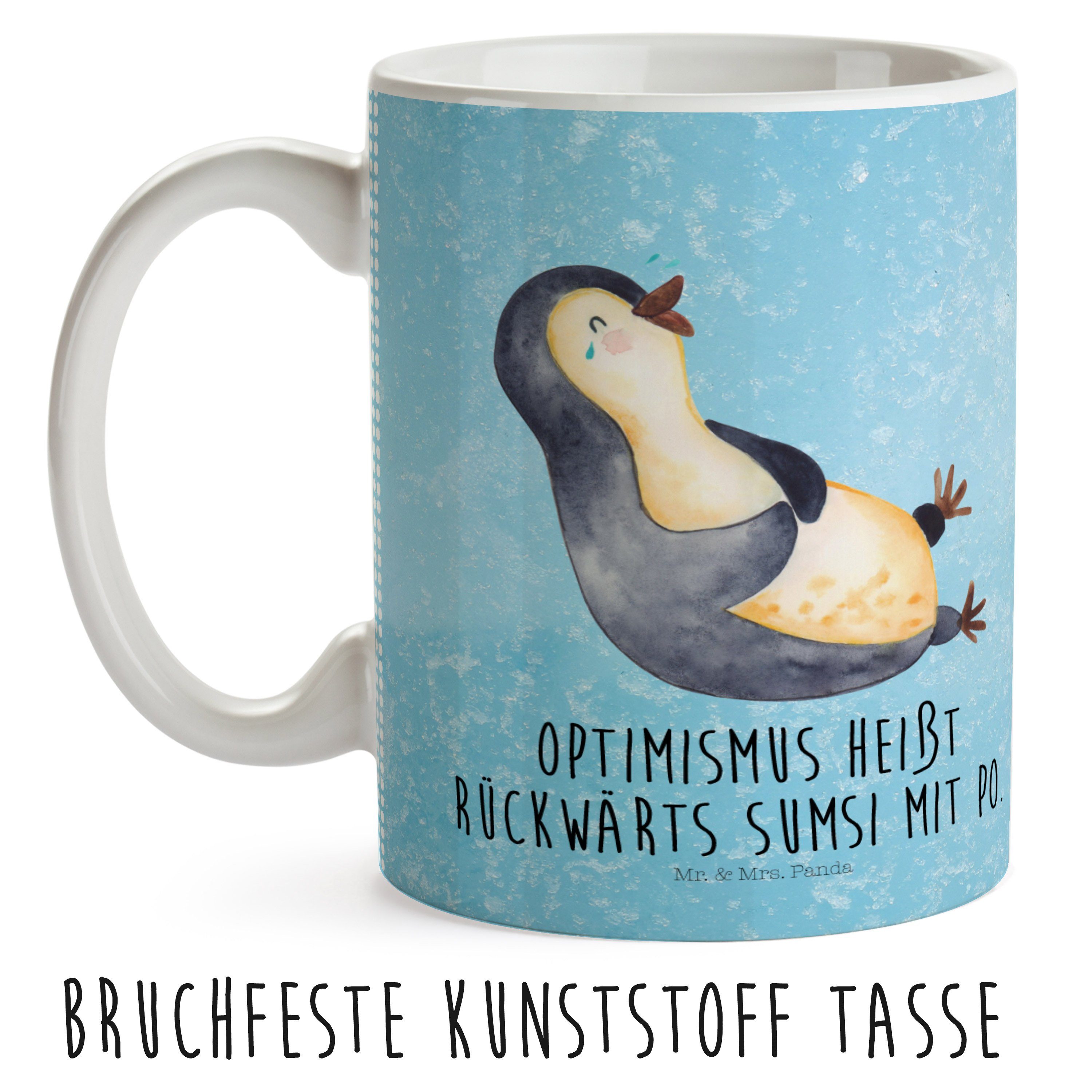 Geschenk, - Eisblau Mr. Kunststoff Optimismus, Panda & Kinderbecher - Pinguin Fröhli, lachend Mrs. Kaffeetasse,