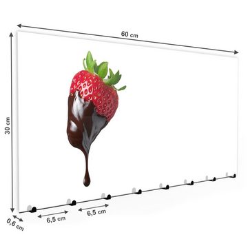 Primedeco Garderobenpaneel Magnetwand und Memoboard aus Glas Erdbeere mit Schokolade