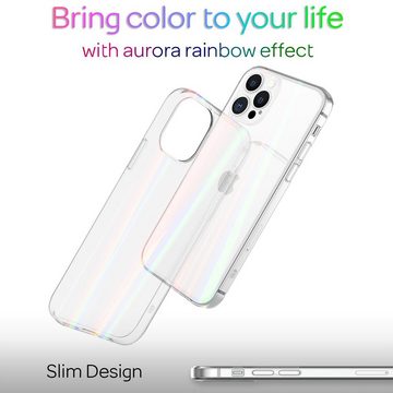 Nalia Smartphone-Hülle Apple iPhone 13 Pro, Klare Hartglas Hülle / Regenbogen Effekt / Bunt Glänzend / Kratzfest