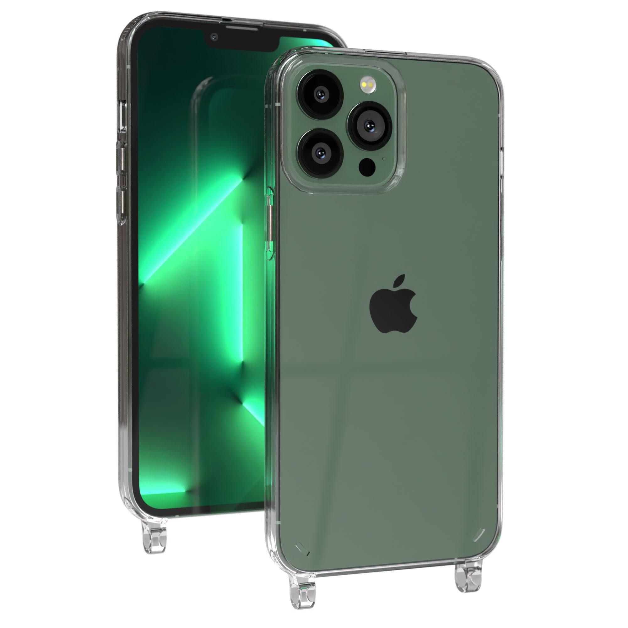 EAZY CASE Handykette Handyhülle für Handyketten mit Befestigungsösen für iPhone Modelle 6,7 Zoll, Hülle für Handykette, Transparent mit Ösen für Apple iPhone 13 Pro Max