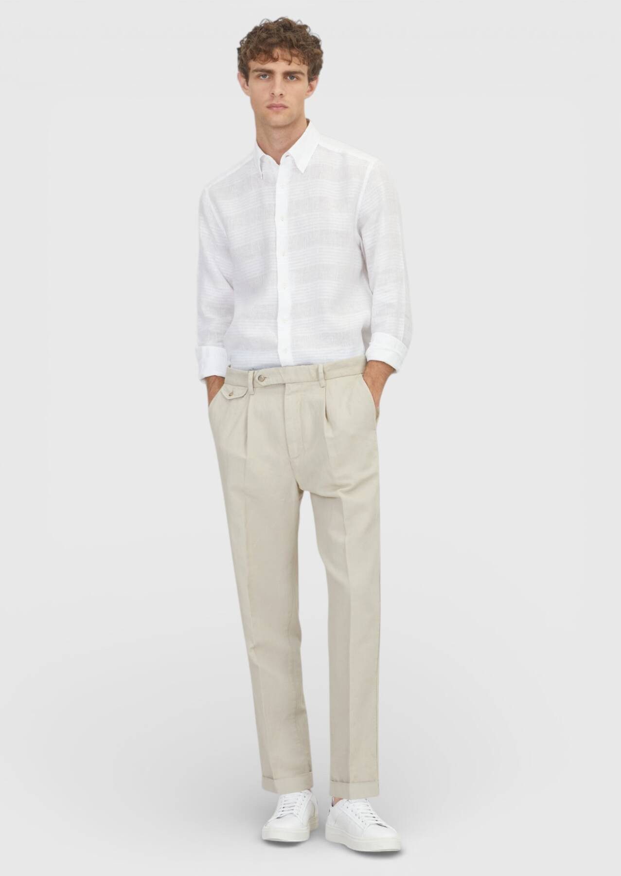 RAMSEY Chinohose Ecru Weave Legere Baumwollhose