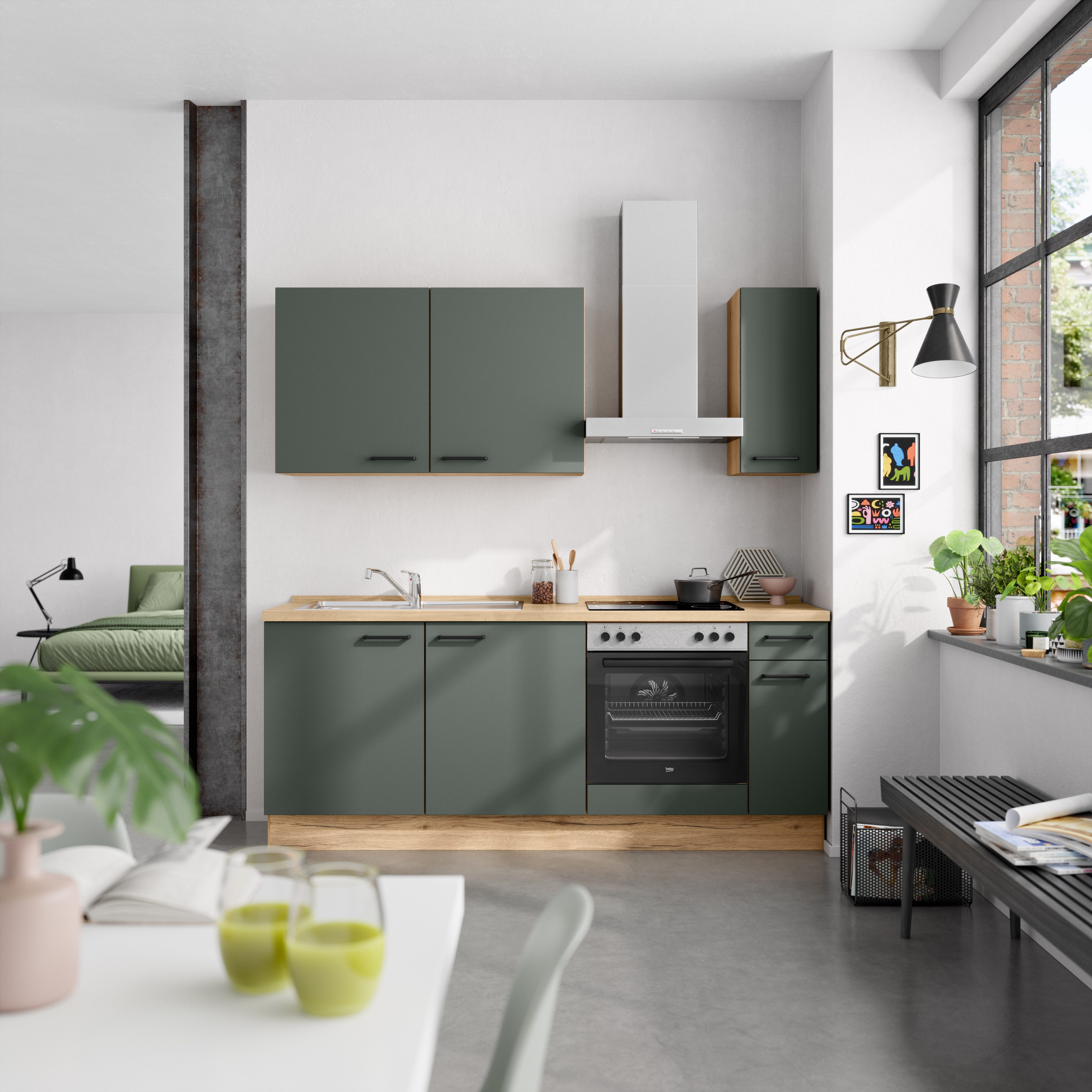 nobilia® Küchenzeile "Easytouch I", NEU: individuell anpassbar mit gratis Profi-Beratung, vormontiert, Breite 210 cm, Ausrichtung wählbar, wahlw. mit E-Geräten