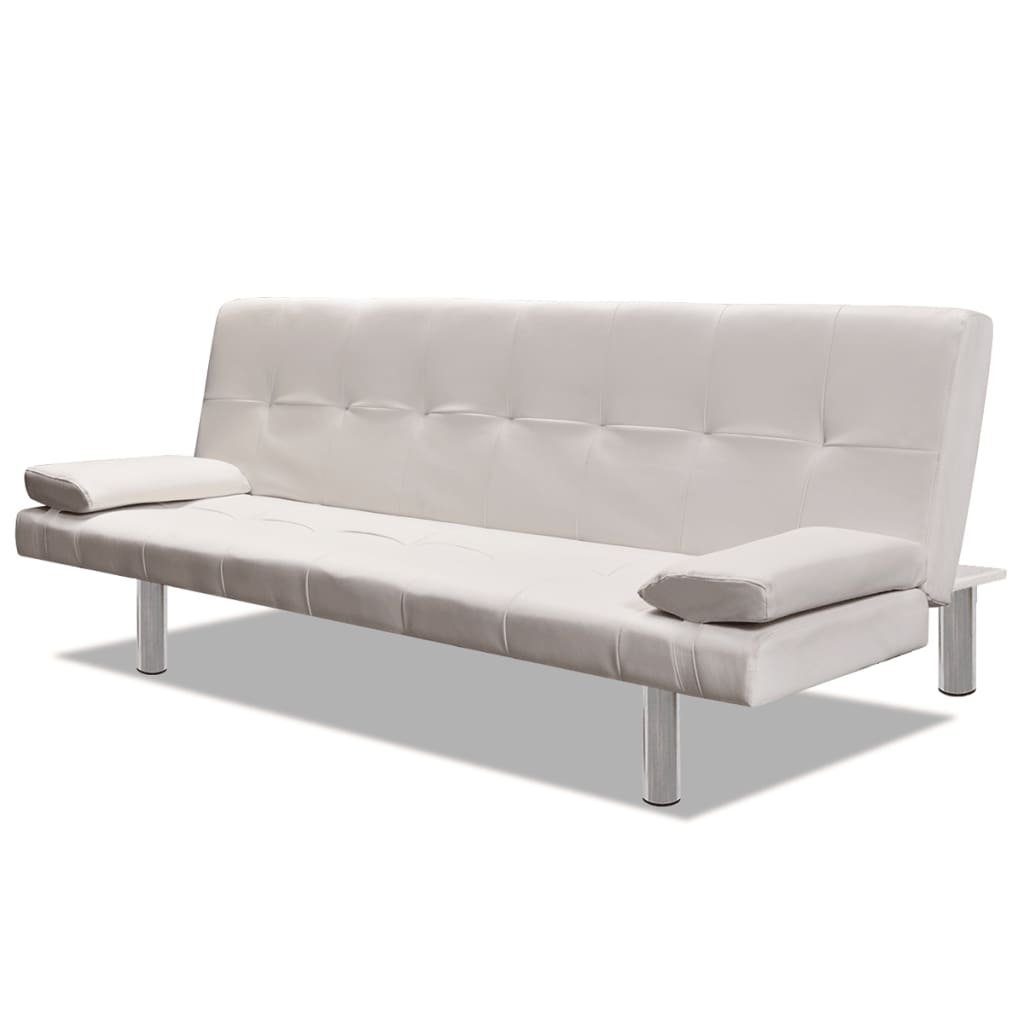 vidaXL Sofa aus Kunstleder in Cremeweiß, L/B/H: 168x77x66 cm