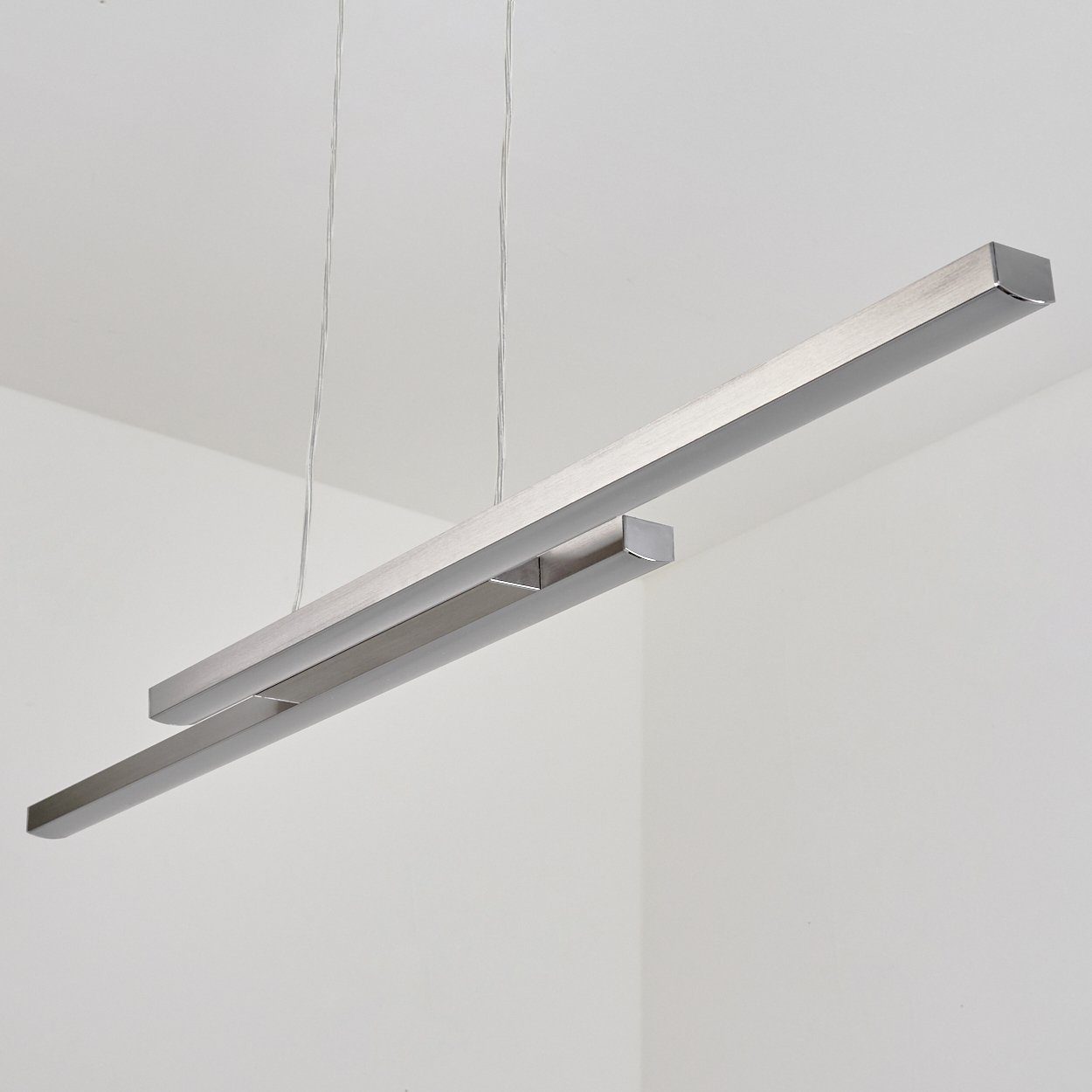 max. Metall/Kunststoff aus 2700-6500 2300 Pendelleuchte Lumen, Smart 119cm, hofstein RGB Hängelampe Nickel-matt/Weiß, CCT Höhe App, dimmbar Hängeleuchte über Kelvin, in »Porcellengo«