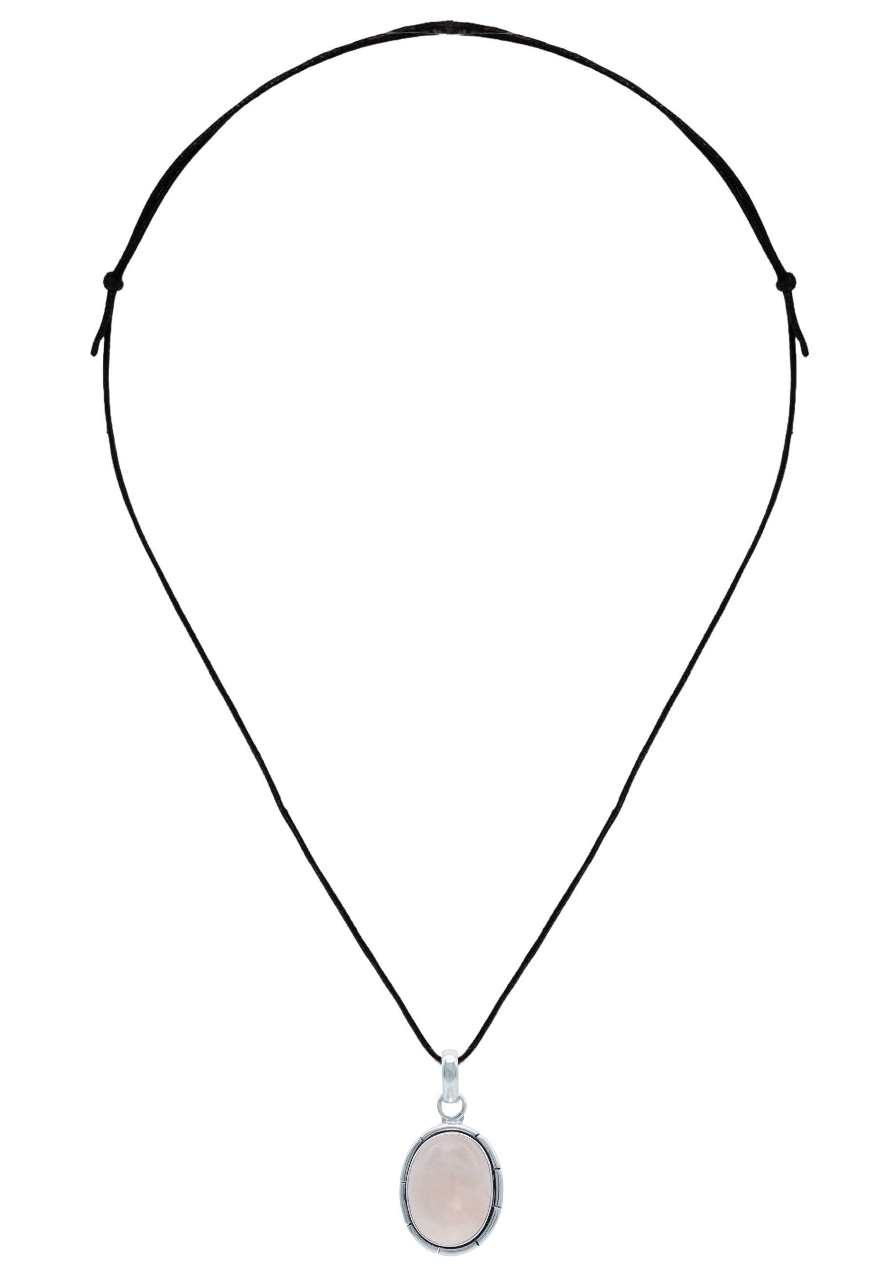Rosenquarz Kettenanhänger mit 925er mantraroma Silber