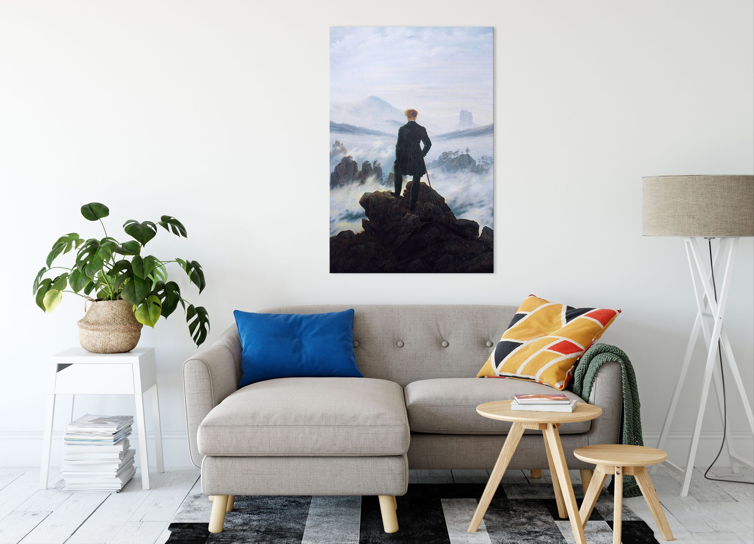 Pixxprint Leinwandbild Caspar David Friedrich - Wanderer über dem Nebelmeer, Caspar David Friedrich - Wanderer über dem Nebelmeer (1 St), Leinwandbild fertig be – Bild 2 von 5