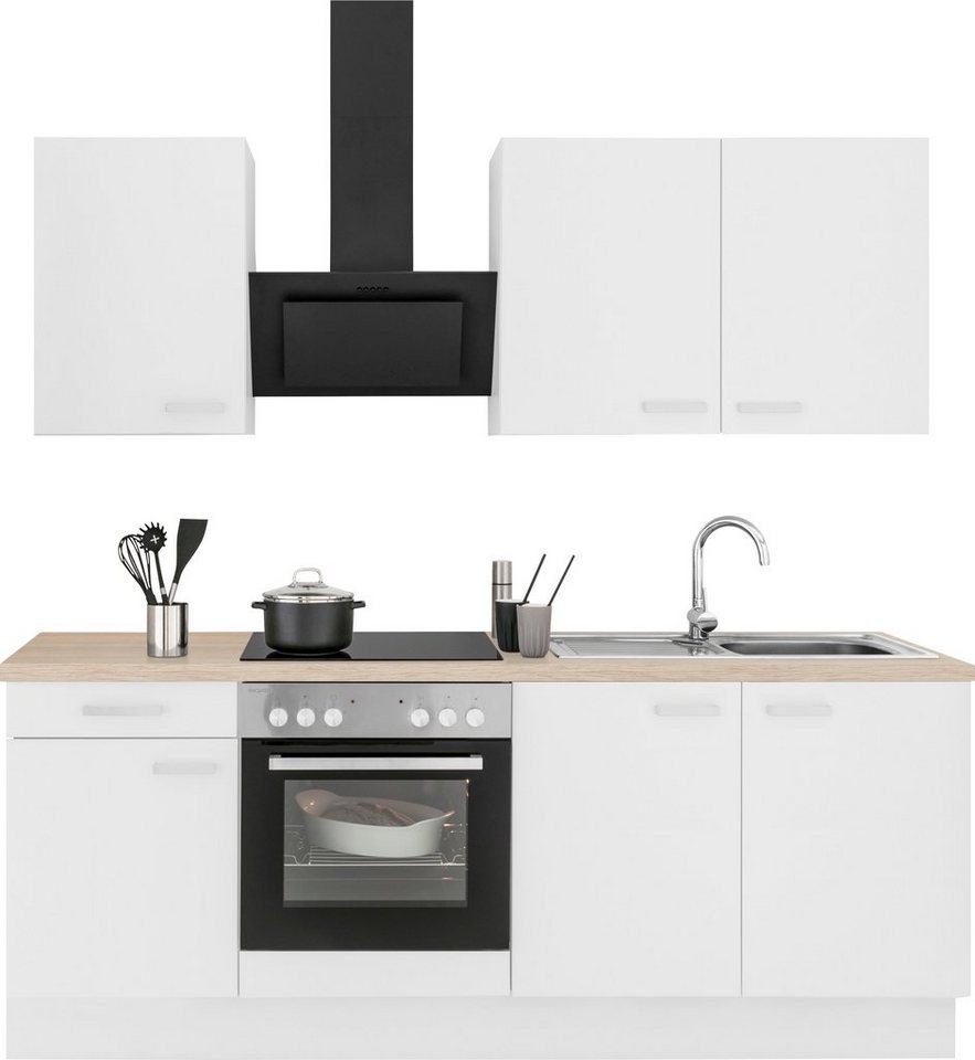 OPTIFIT Küchenzeile Parma, mit E-Geräten, Breite 210 cm, Schubkästen aus  Metall