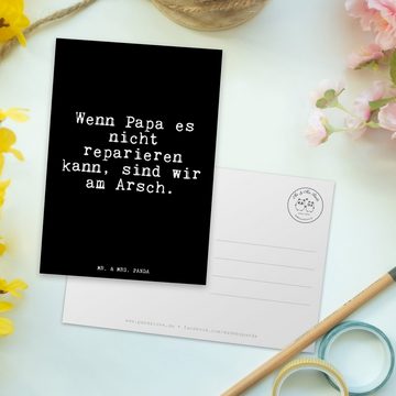 Mr. & Mrs. Panda Postkarte Wenn Papa es nicht... - Schwarz - Geschenk, bester Papa, Karte, Glize, Langlebiger Druck
