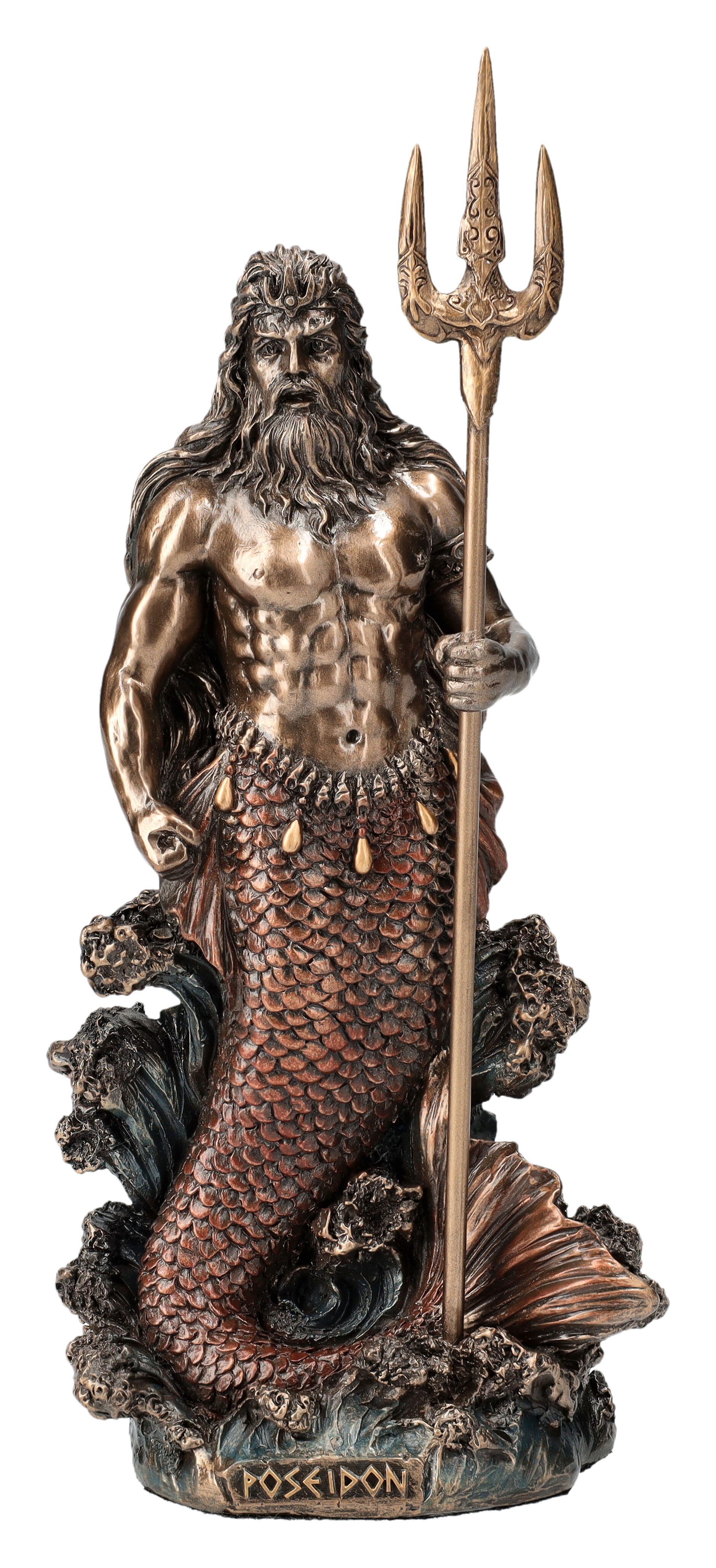Figuren Shop GmbH Dekofigur Poseidon Skulptur – Mythologie Figur mit Dreizack 18.5 cm Dekofigur