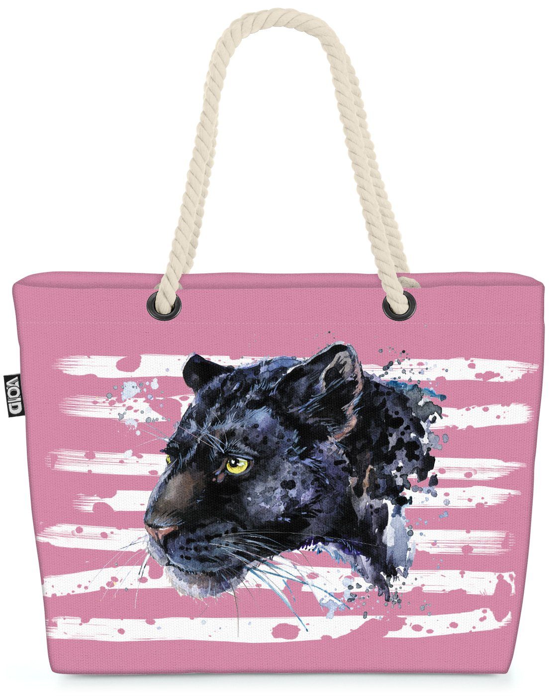 VOID Strandtasche (1-tlg), Panther Wildkatze rosa Tier Katze Raubtier