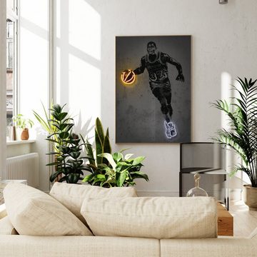 JUSTGOODMOOD Poster Premium ® Basketball Poster · Neon Effekt · ohne Rahmen