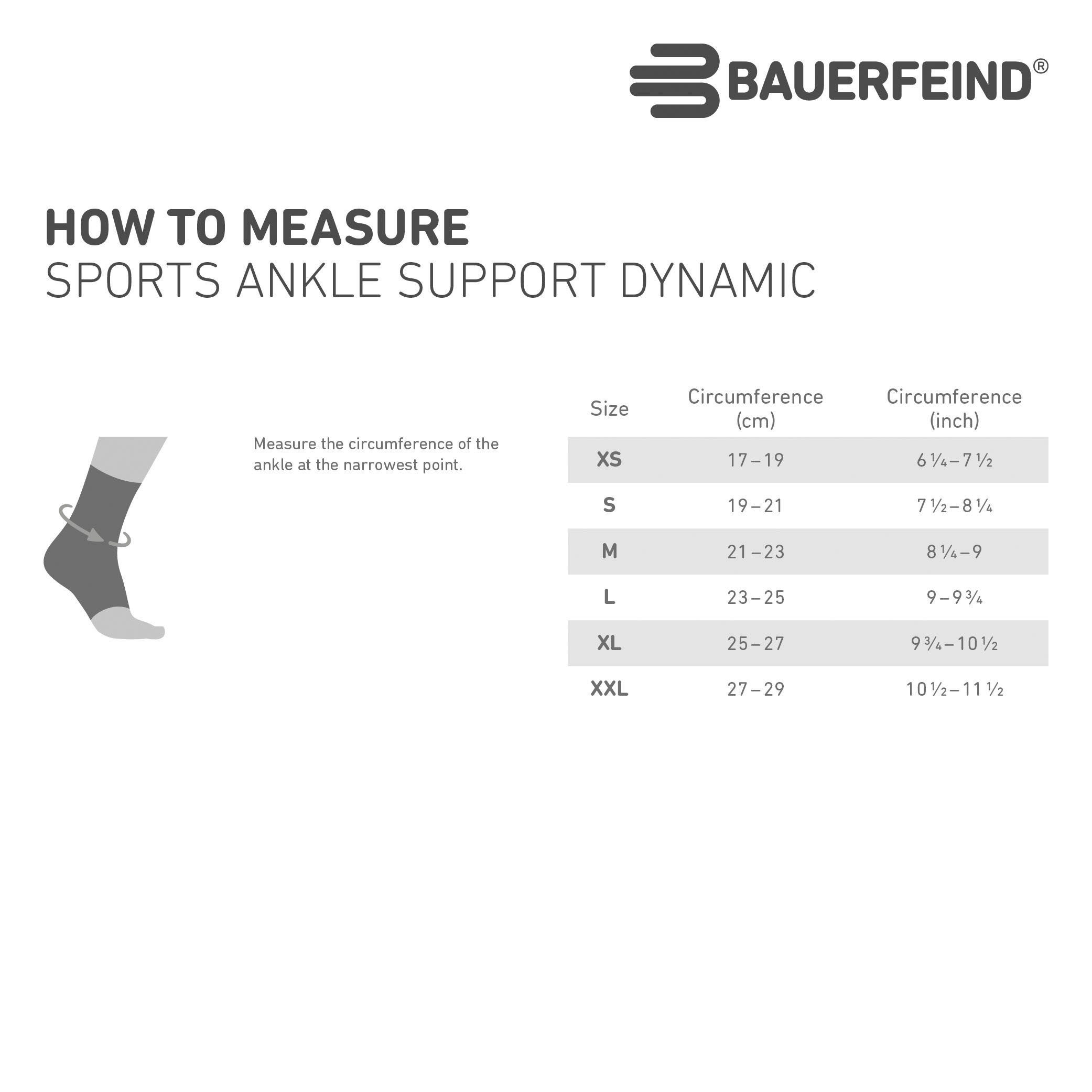 Bauerfeind Sprunggelenkbandage Ankle Support DYNAMIC, beidseitig tragbar, aus Baumwolle, Polyester und Elasthan