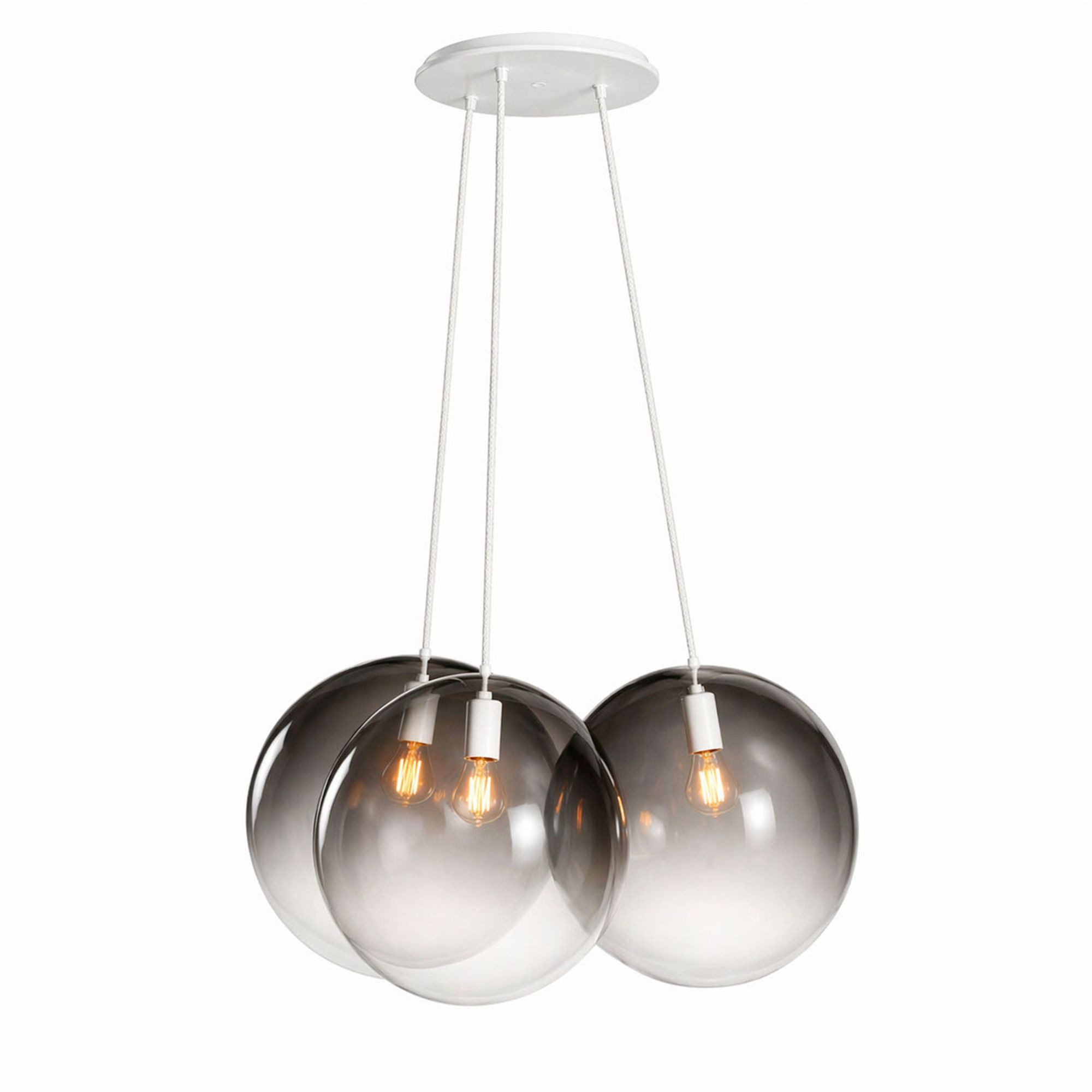 s.luce Pendelleuchte s.luce Orb Cluster Glas-Pendelleuchte 3-flammig 3x20cm Rauch Verlauf