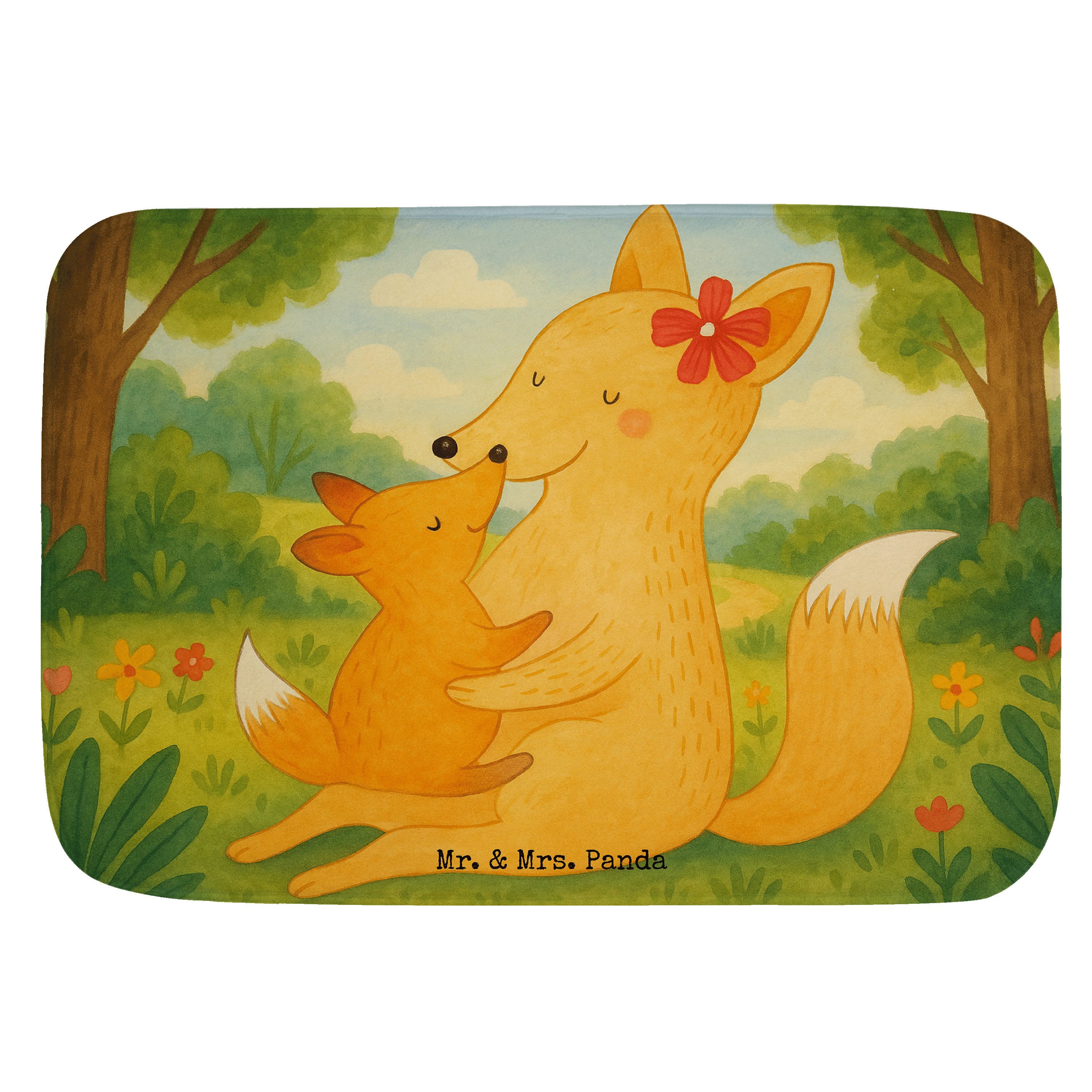 Badematte Fuchs Mama Design, Badteppich, Weiß, Badvorleger, Mutter, Badezimmert