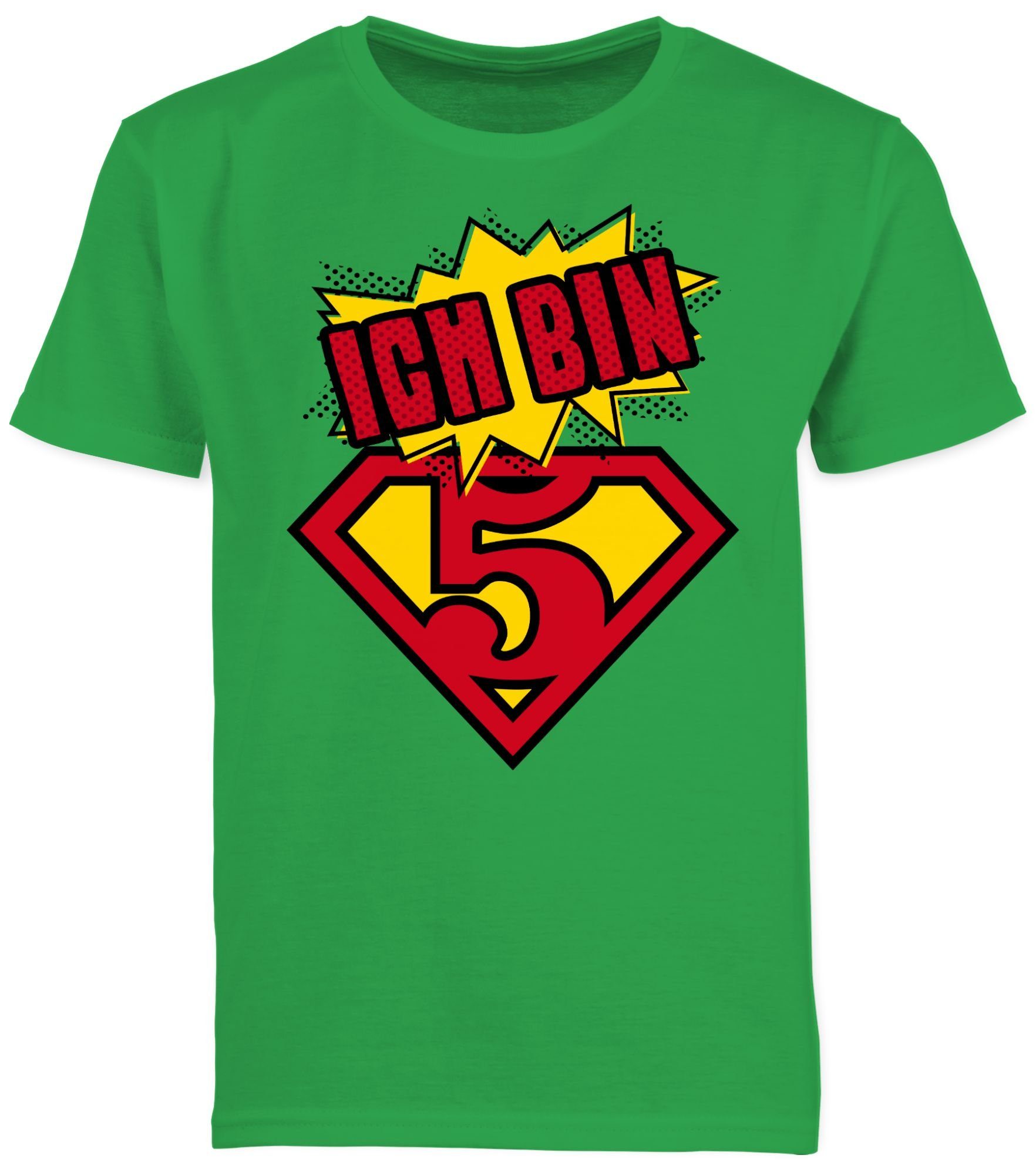 bin T-Shirt 5. Ich 2 Grün Shirtracer Geburtstag Superheld fünf