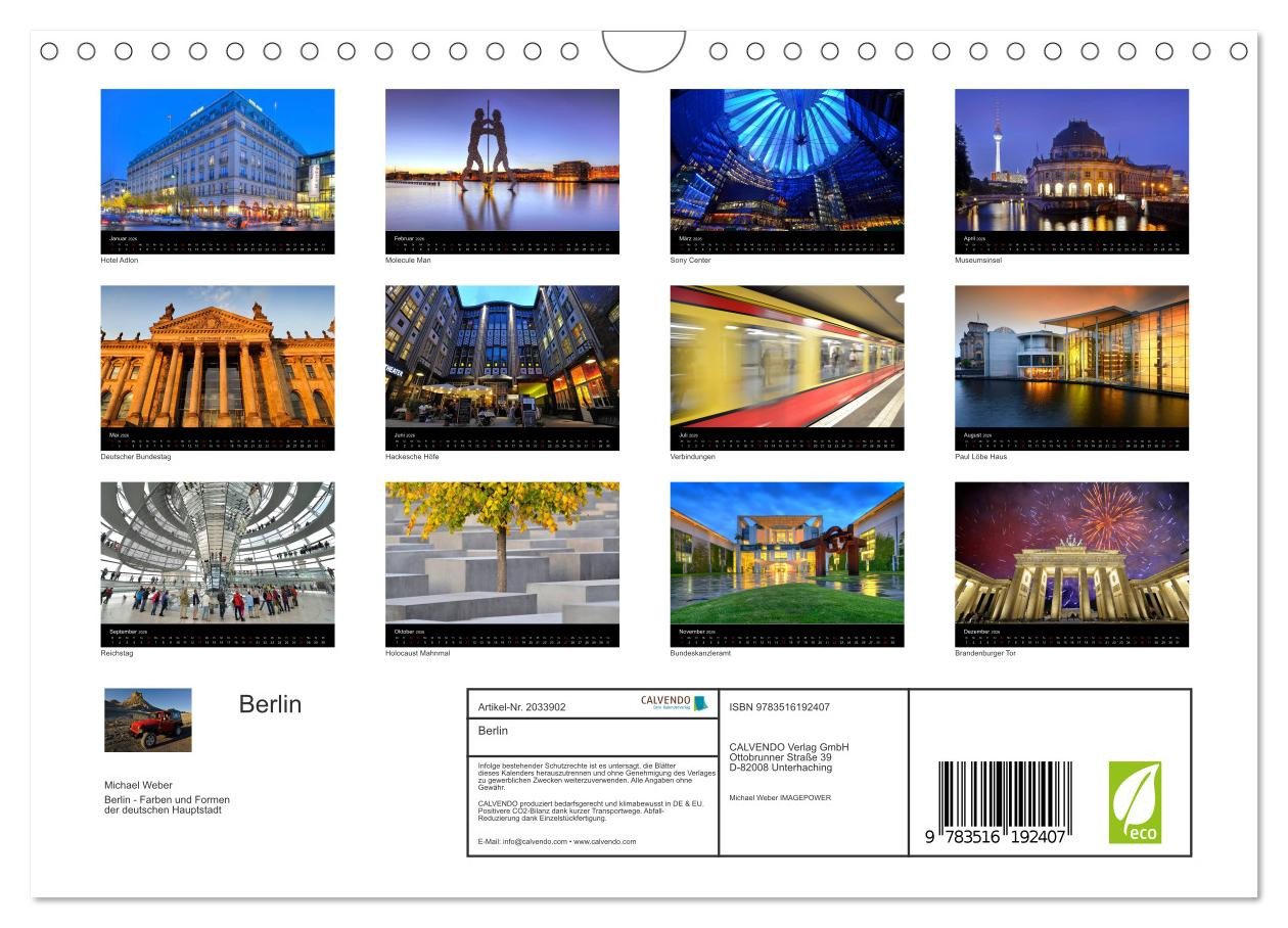 Thumbnail - CALVENDO Wandkalender Berlin (Wandkalender 2026 DIN A4 quer), CALVENDO Monatskalender