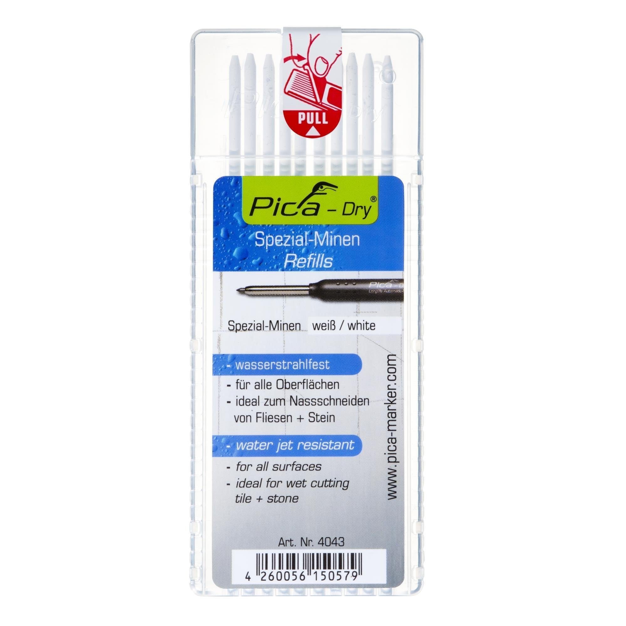 Pica Druckbleistift Pica Tieflochmarker DRY Spezialminen weiß 4043, (10-tlg)