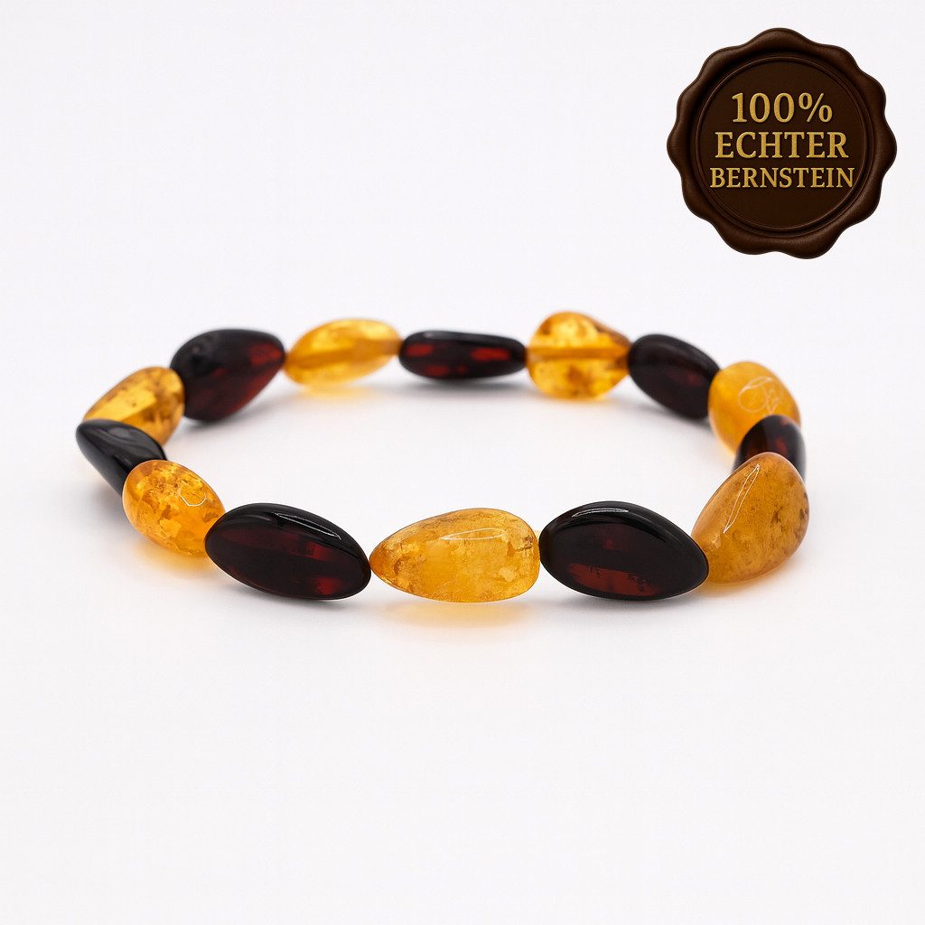 M-Punkt24 Armband 100% Echter Bernstein (glänzend poliert, mit Gummiband, m günstig online kaufen