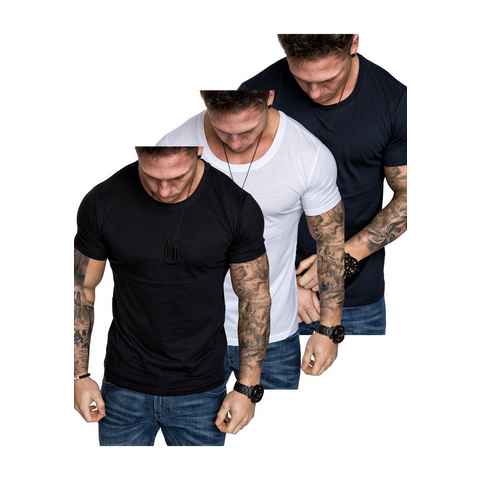 Amaci&Sons T-Shirt 3. LANCASTER 3er-Pack T-Shirts (3er-Pack) Herren Basic Oversize T-Shirt mit Rundhalsausschnitt