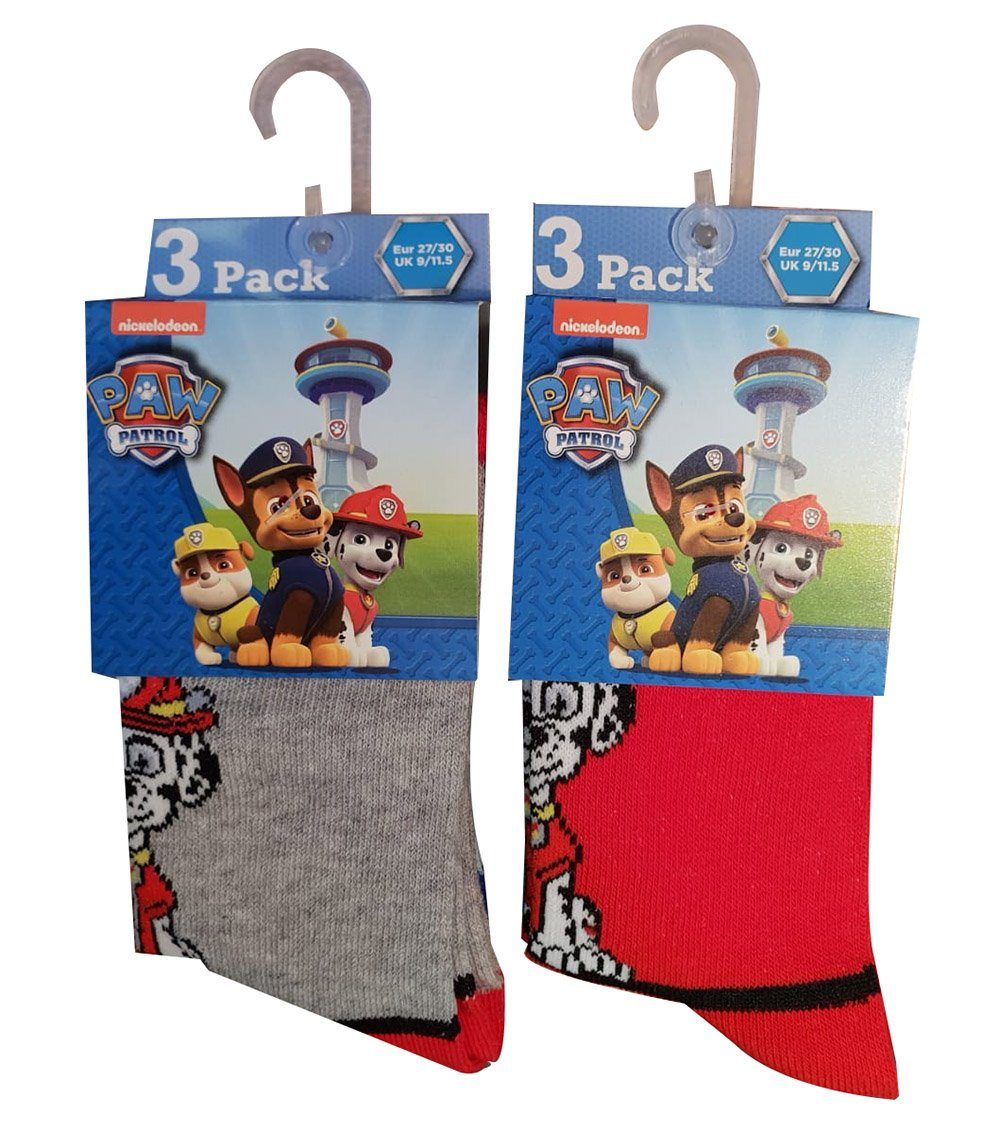 PAW PATROL Socken Paw Patrol Socken 6er Pack Rot/Grau 27/30