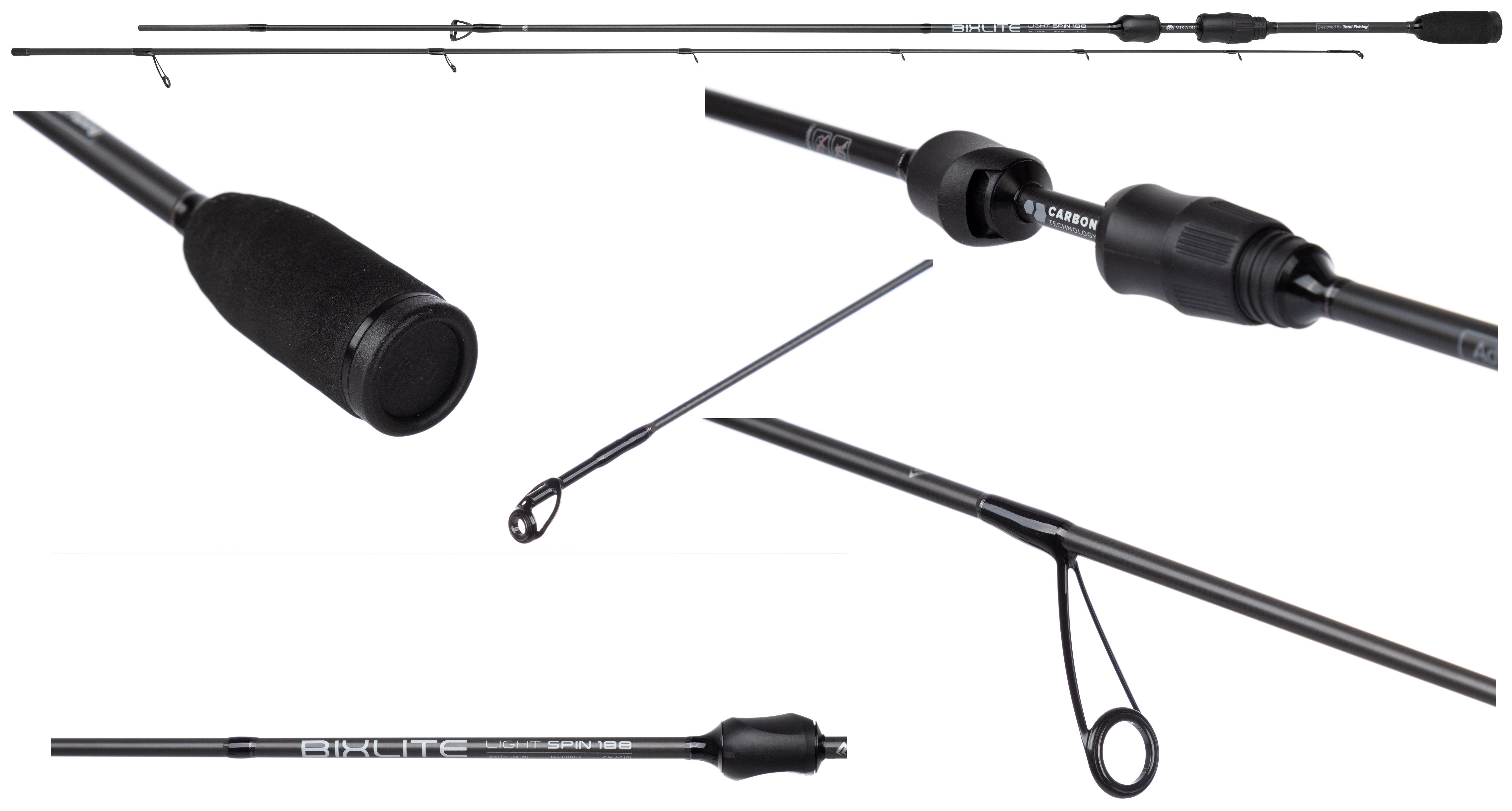 MIKADO Total Fishing Spinnrute Bixlite Light Spin Rute - 183cm 198cm 210cm - Forelle 0,5-5g Spin, Gerahmte Rollenhalterung und leichte SiC-Führungen