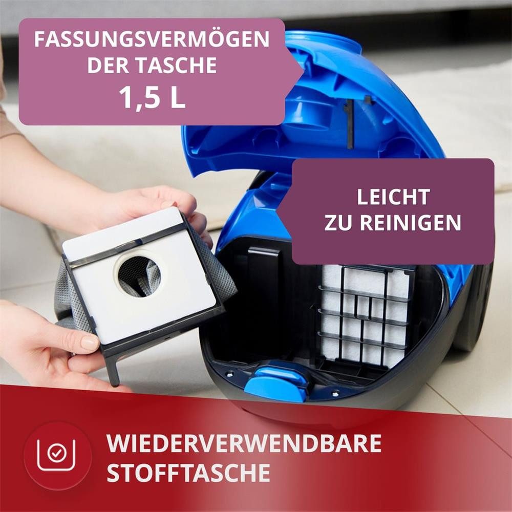 MPM Bodenstaubsauger MPM MOD-53 Beutelstaubsauger 850 W mit 1,5-l-Mehrwegbeutel, 1,5-l-Mehrwegbeutel, Füllstandsanzeige, 6,5 m Aktionsradius – Bild 2 von 5