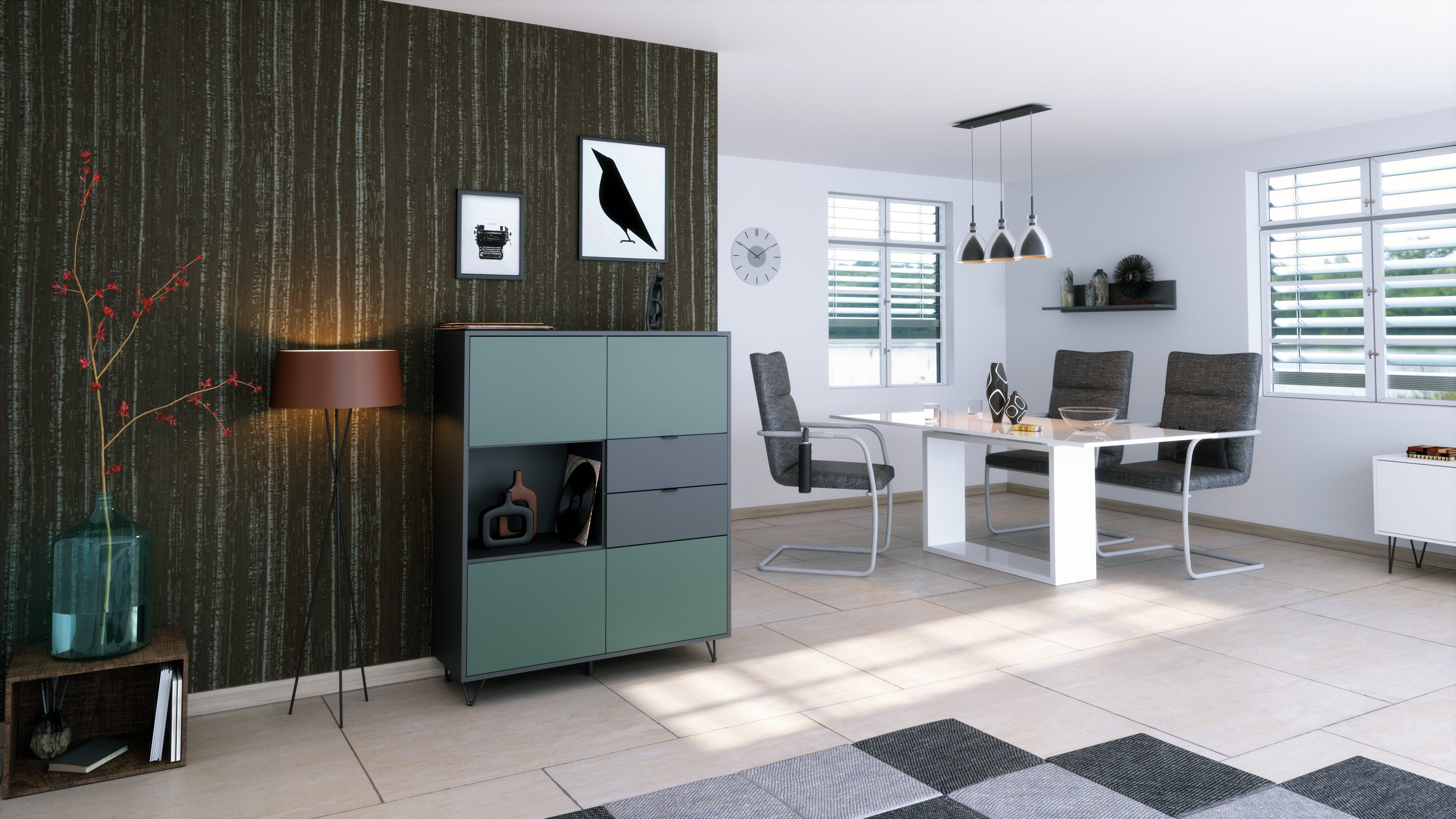 Vladon Highboard Marino (Highboard mit 4 günstig online kaufen