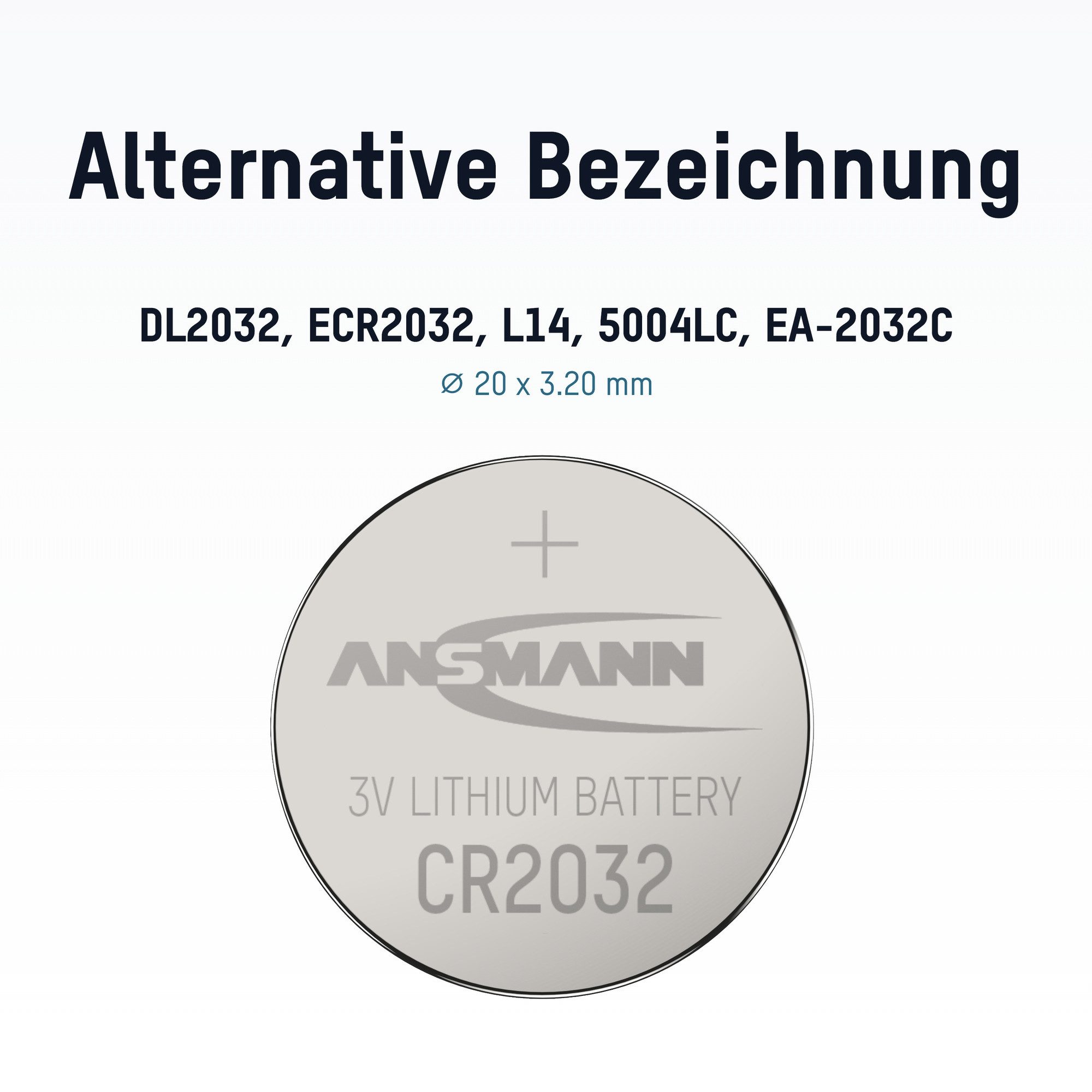 ANSMANN AG CR2032 Lithium Knopfzelle Batterie für Autoschlüssel Funkschlüssel Knopfzelle